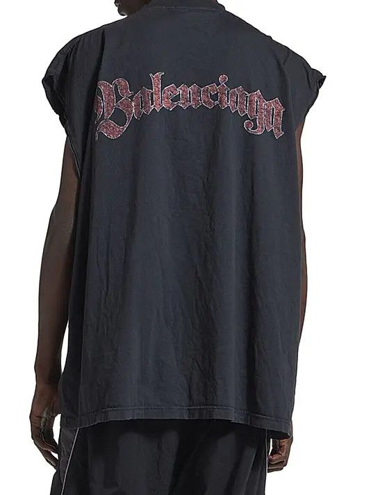 Balenciaga os11x0326 Spiral Crest Sleeveless T-Shirt in Black Size US L / EU 52-54 / 3 - 5 Thumbnail