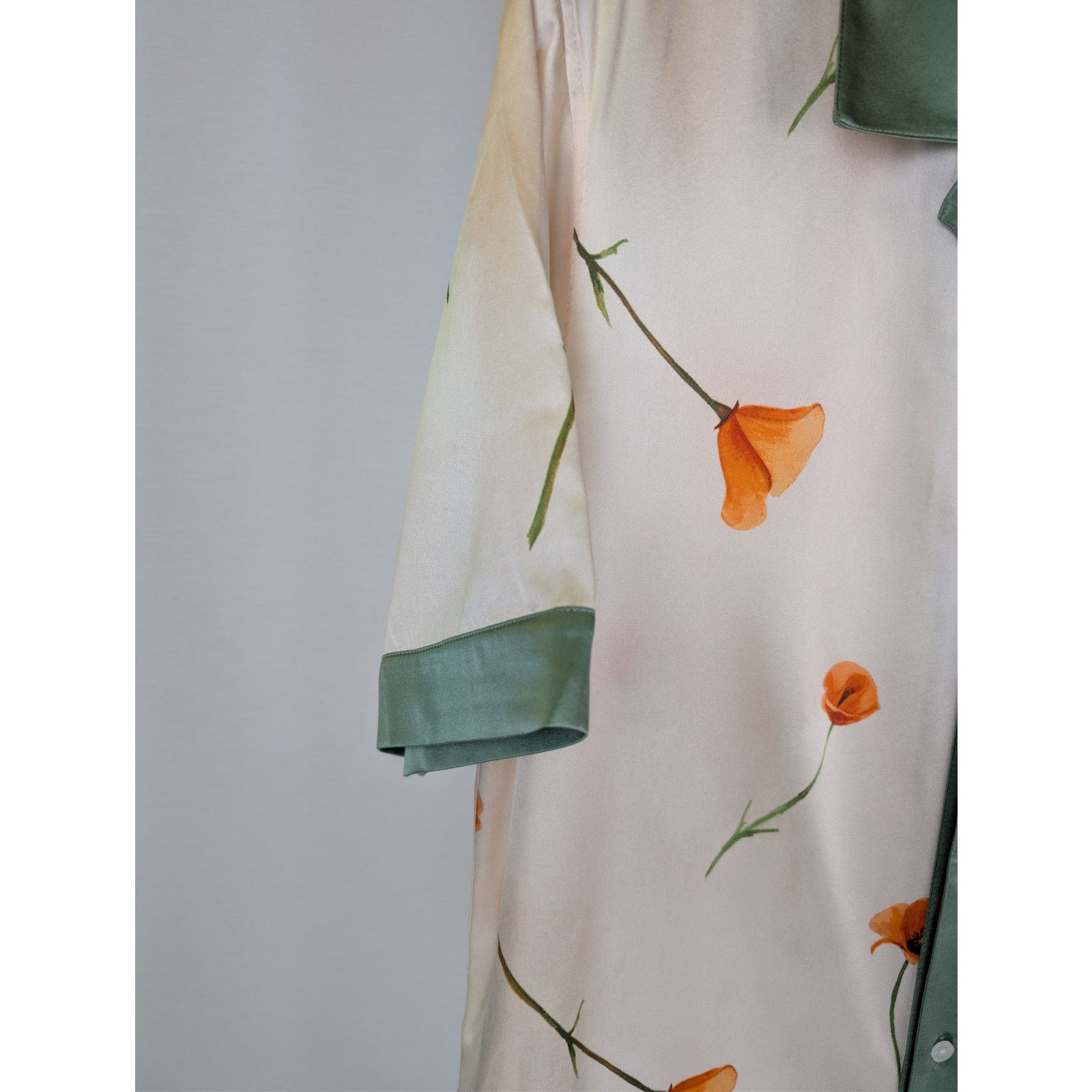 Nahmias o1rshd1 CC20 Colorblock Poppy Short Sleeve Silk Shirt Ivory Size US M / EU 48-50 / 2 - 6 Thumbnail