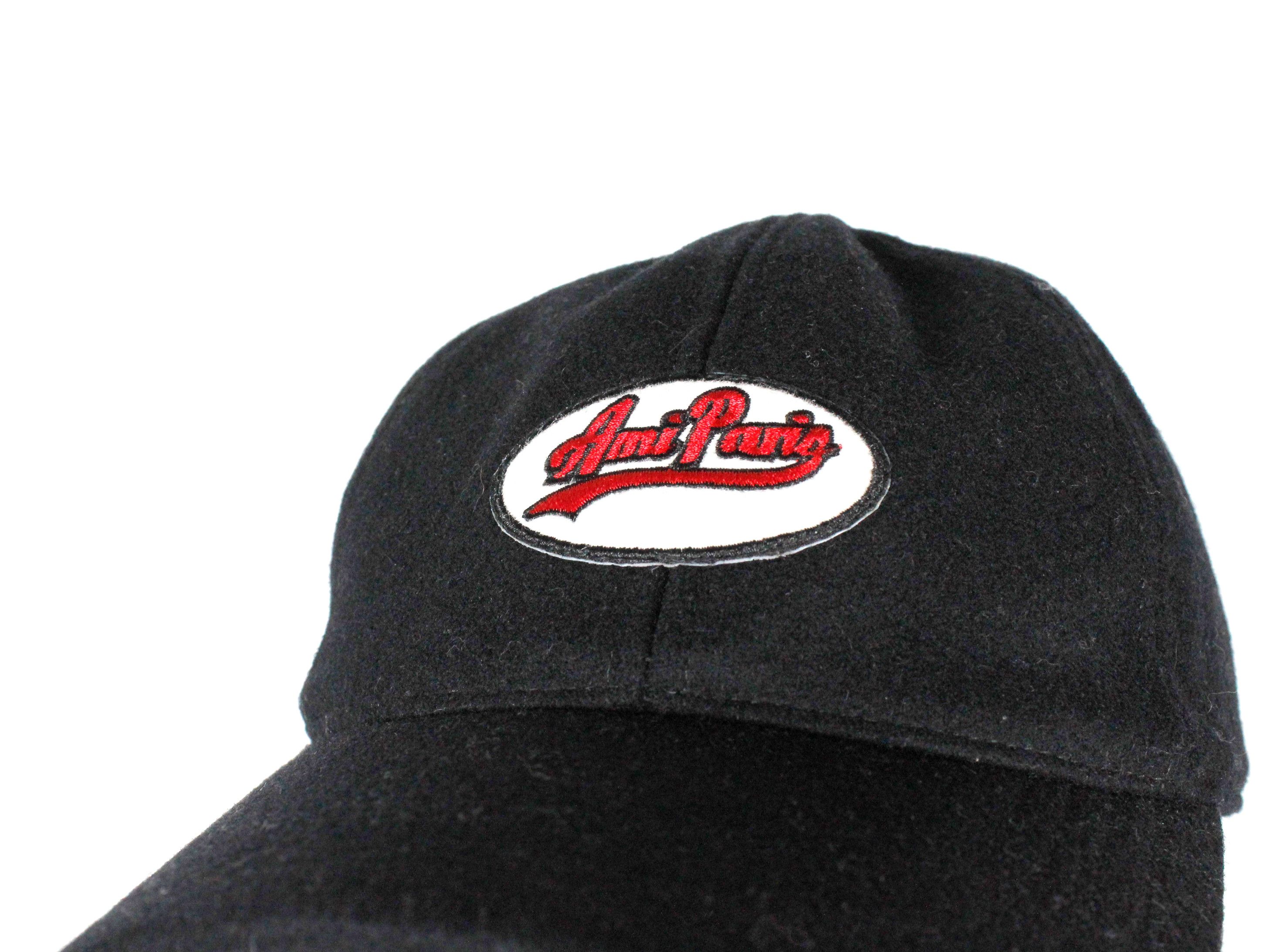 AMI AMI Paris Black Wool Logo Applique Cap Hat Size ONE SIZE - 2 Thumbnail
