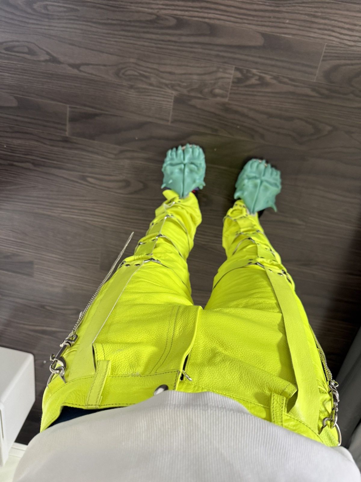Ev Bravado × Vlone × Who Decides War Ev Bravado LEATHER BONDAGE NEON GREEN Size US 30 / EU 46 - 16 Thumbnail