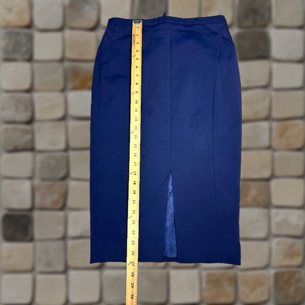 Vintage VINTAGE LK Bennett London SK Klaudia Pencil Skirt Womens 8 Blue Front Slit Back Zip Size 30" / US 8 / IT 44 - 1 Thumbnail