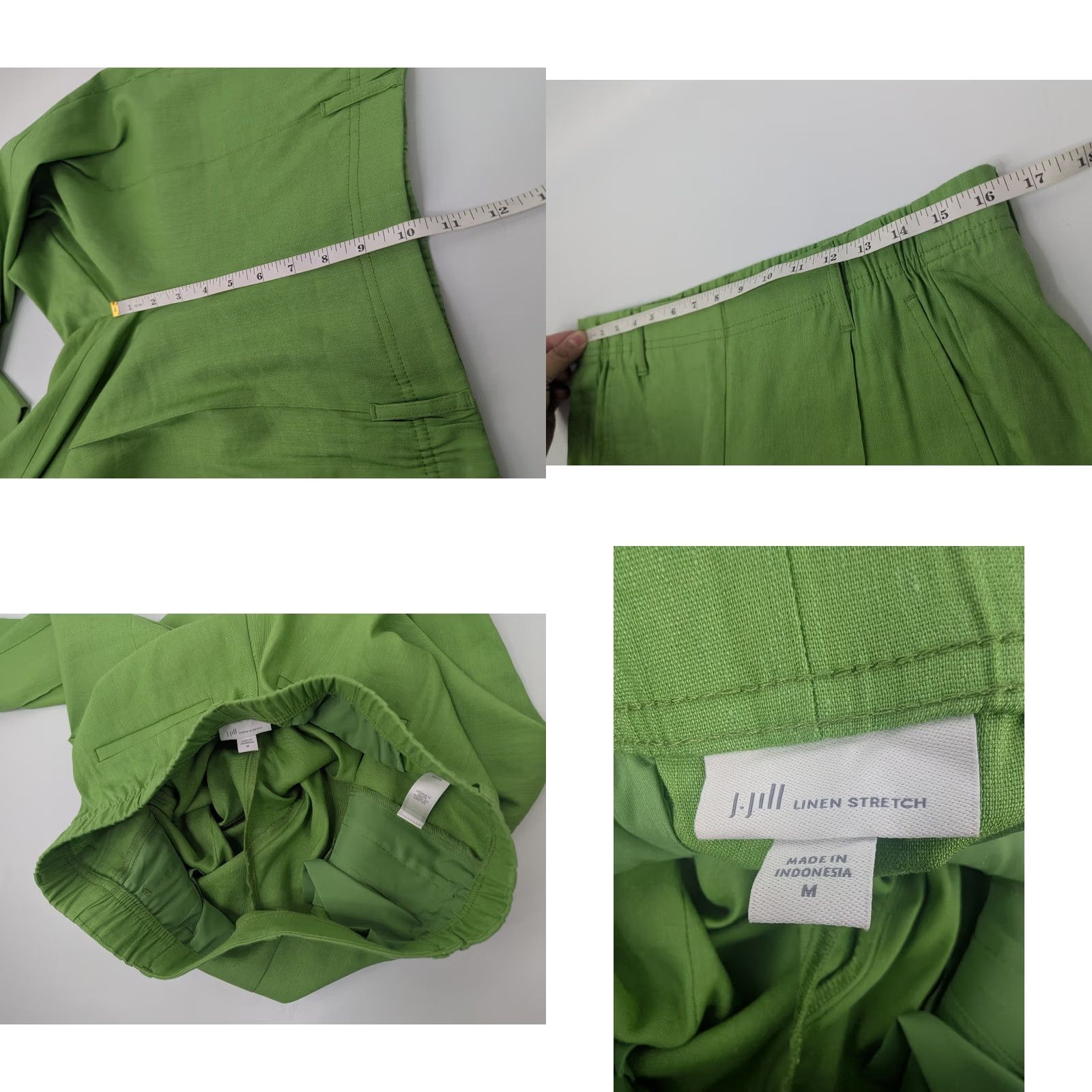 J. Jill J. Jill Linen Stretch Pants Women Medium Green Cropped Pull On Lightweight Casual Beach Summer Vacation style Cropped Pockets Womens Size 32" / US 10 / IT 46 - 8 Thumbnail