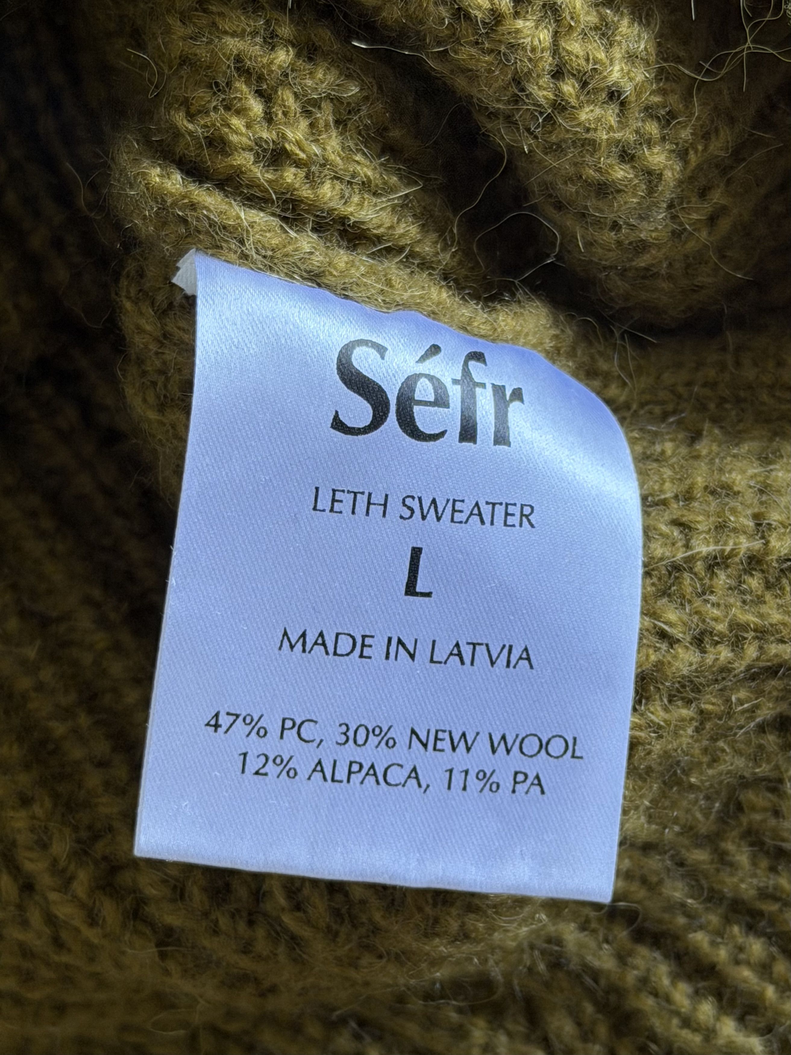 Sefr Olive Cropped Alpaca Leth Sweater - Ribbed Knit Size US L / EU 52-54 / 3 - 4 Thumbnail