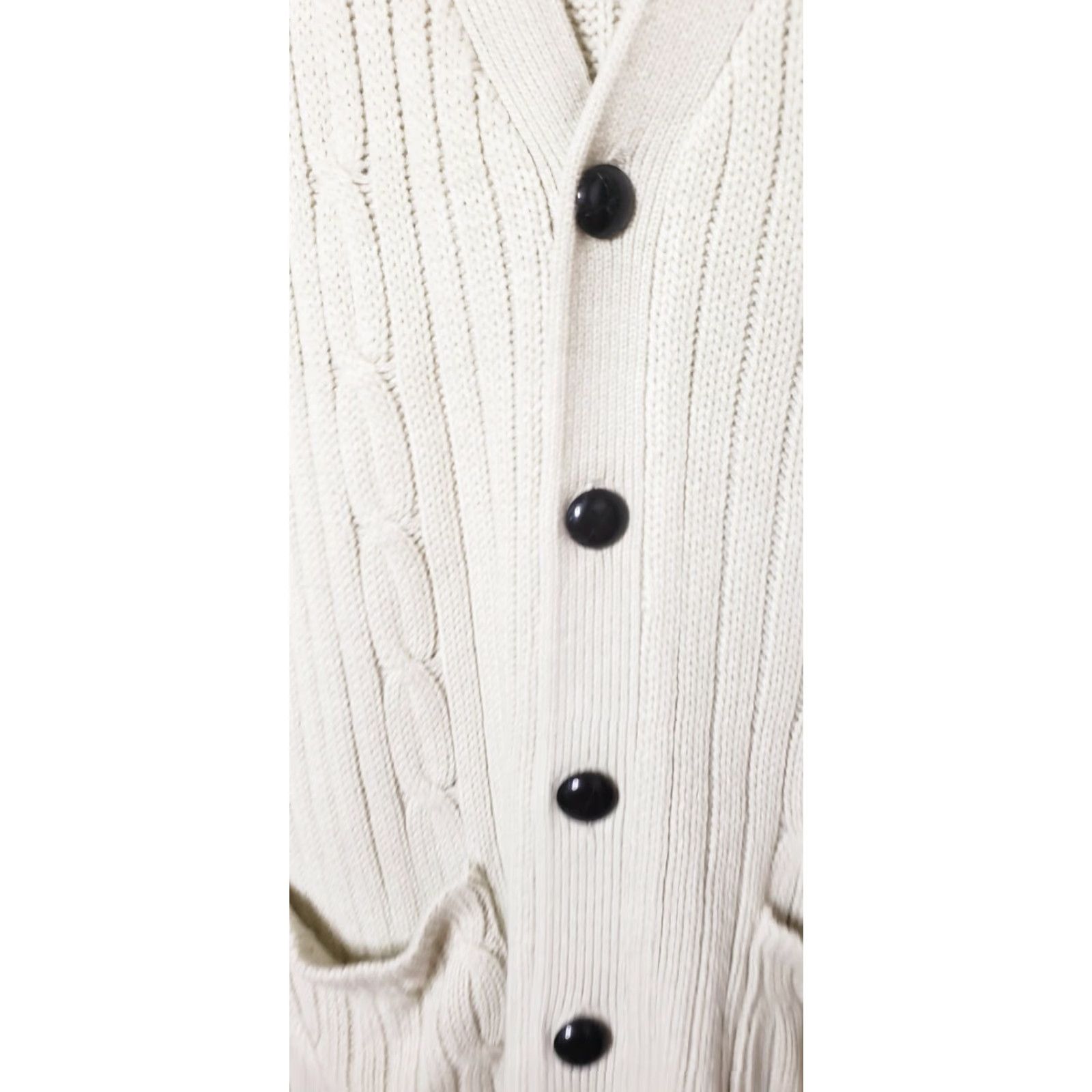 Blair John Blair Sweater Vest Chain Knit Leather Like Buttons Ivory L Regular Men’s Vest, Knit, Sleeveless, V-Neck, Workwear, Pockets, Preppy, 80s? Size US L / EU 52-54 / 3 - 2 Thumbnail
