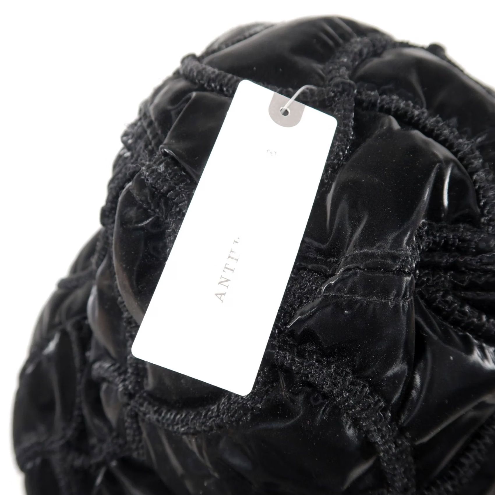 Anthropologie Anthropologie Bucket Hat Womens One Size Black Quilted Puffer Shiny Zig Zag Stitching Size ONE SIZE - 4 Thumbnail