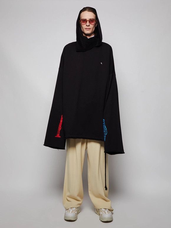 Raf Simons Hoodie Oversized Printed / Asymmetrical- Rare