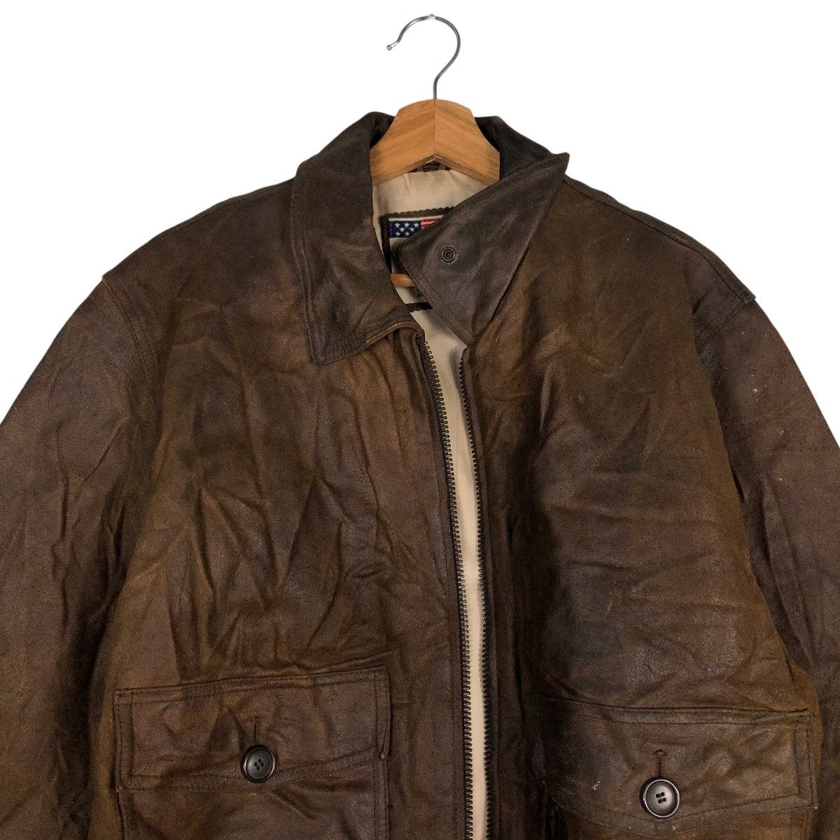 Japanese Brand 🔥Vintage Fly Genuine Leather Jacket Amcruis American Ship Size US M / EU 48-50 / 2 - 3 Thumbnail