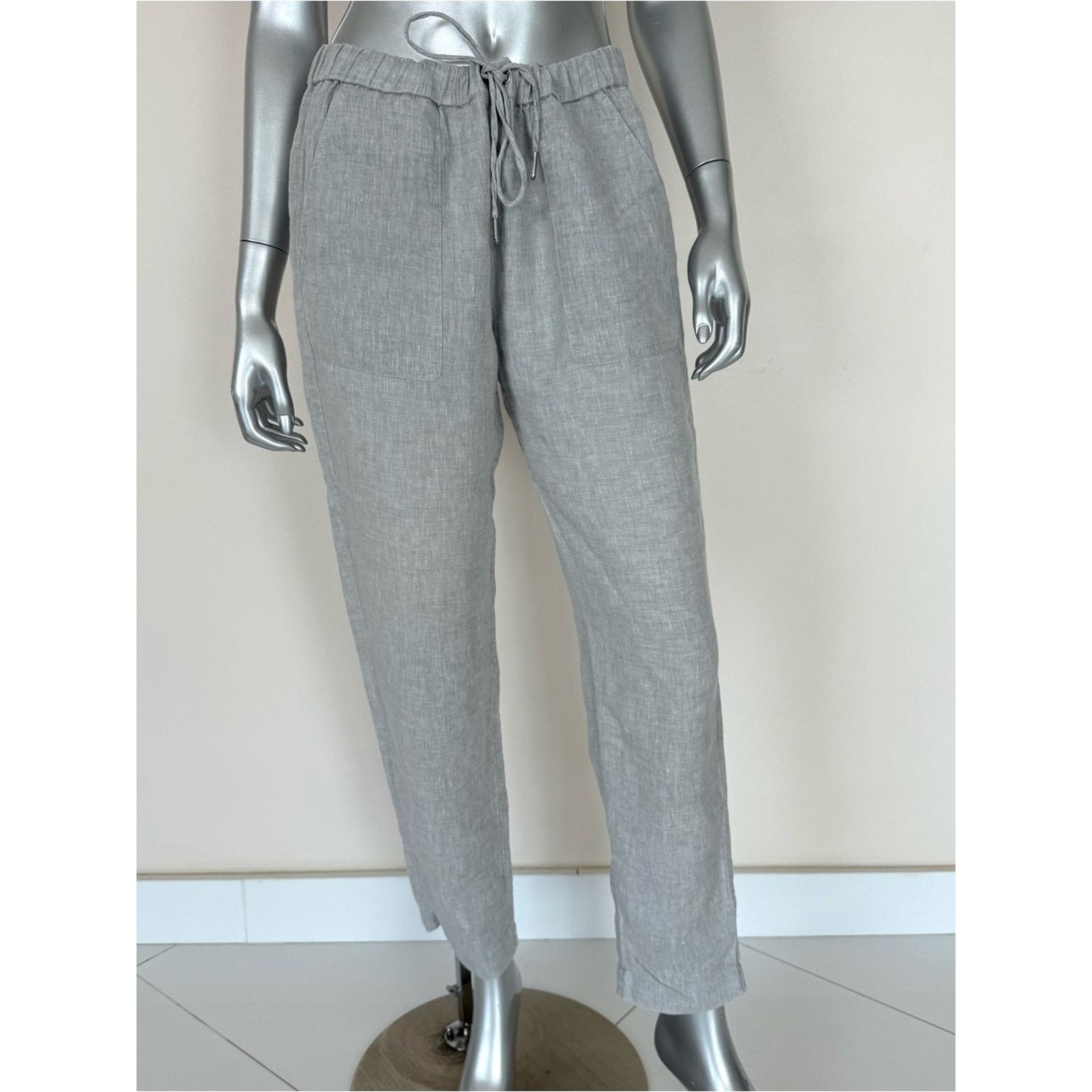 Saks Fifth Avenue Saks Fifth Avenue women grey linen pants size M Size 28" / US 6 / IT 42 - 4 Thumbnail