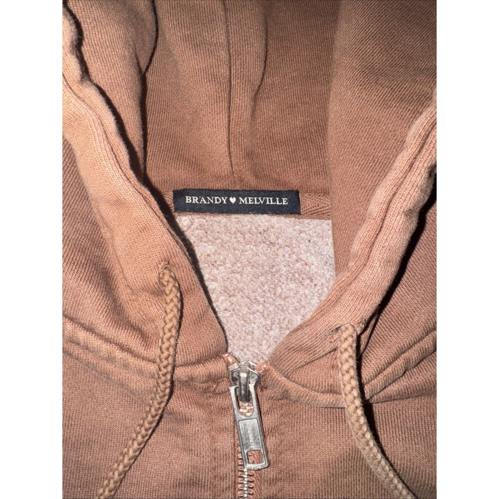 Brandy Melville × Vintage Brandy Melville Brown Full Zip Hoodie Oversized 26x26 XL Size XL / US 12-14 / IT 48-50 - 2 Thumbnail