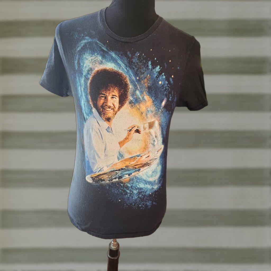 Vintage Bob Ross Painting in Outer Space T-Shirt Black M Medium Unisex Size US M / EU 48-50 / 2 - 1 Thumbnail