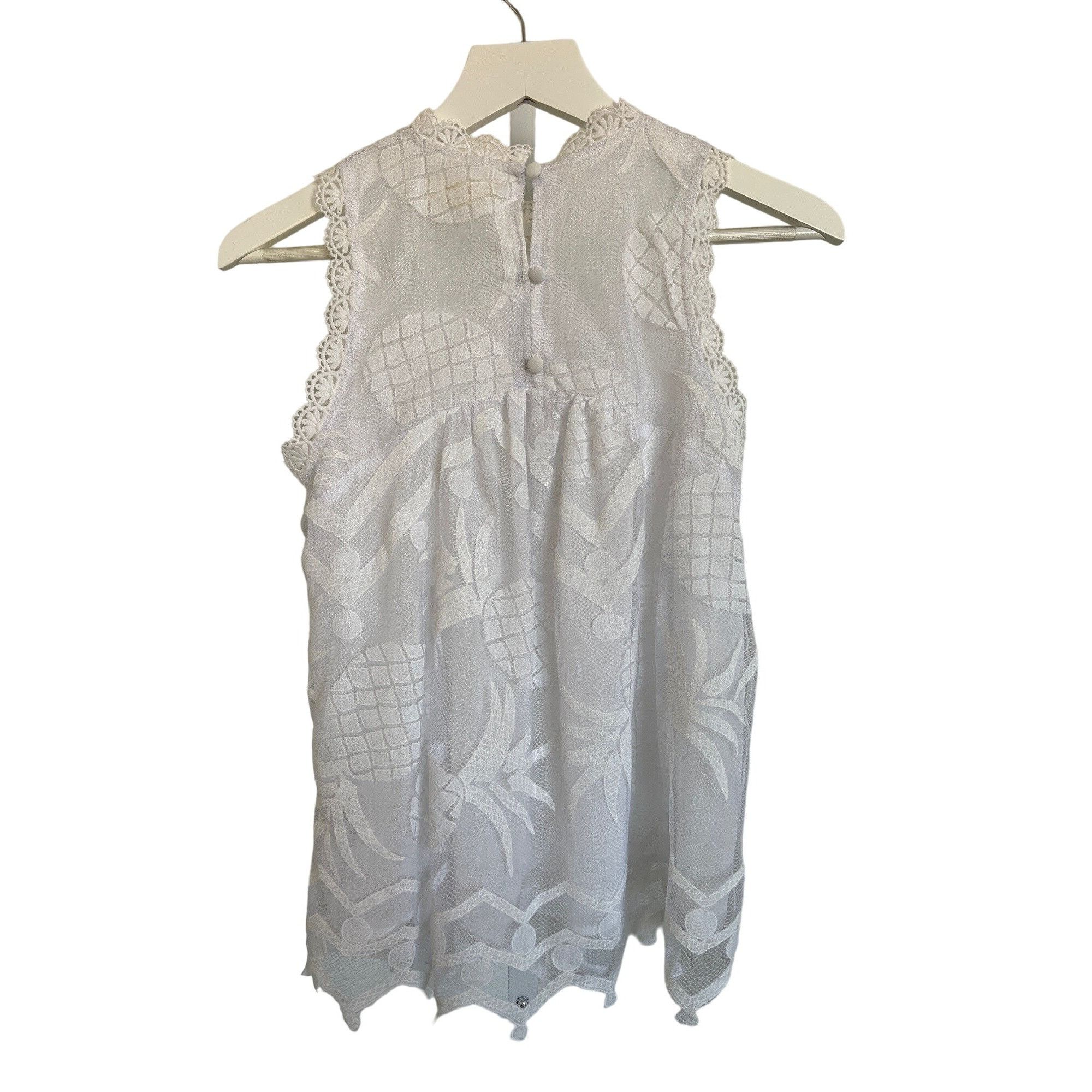 Anthropologie Maeve Pineapple Lace Sleeveless Blouse Size XS / US 0-2 / IT 36-38 - 4 Thumbnail