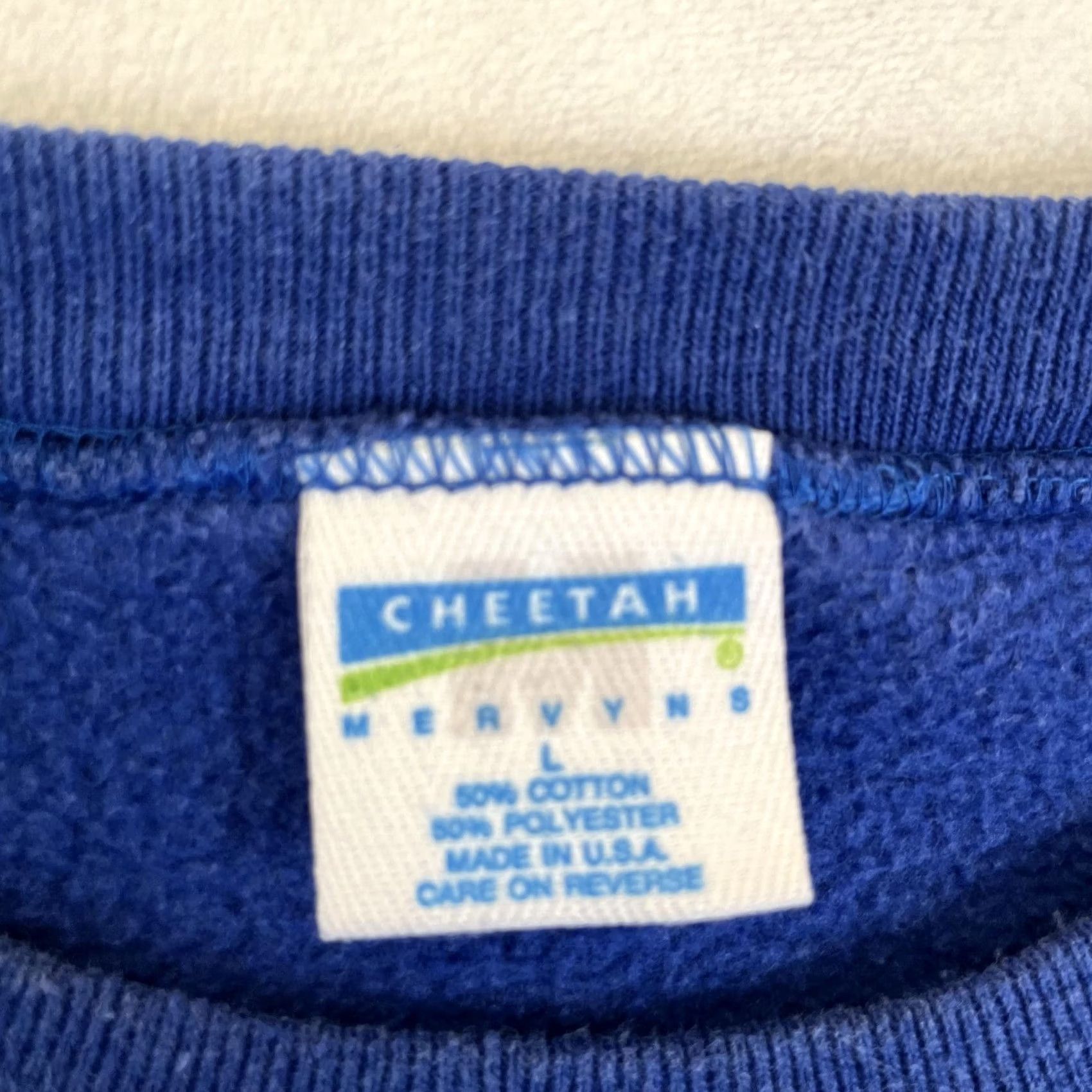 Vintage Cheetah Sweatshirt Mens Large Blue Crewneck Fleece Blank USA 90s Vintage Size US L / EU 52-54 / 3 - 2 Thumbnail