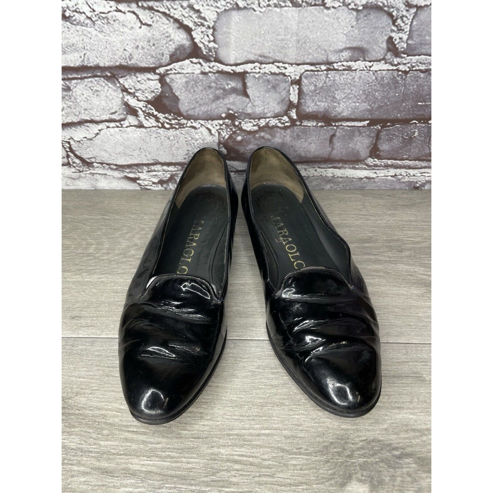 Other Maraolo Black Patent Leather Slip On Loafers Shoes Women Sz Size US 8 / IT 38 - 4 Thumbnail