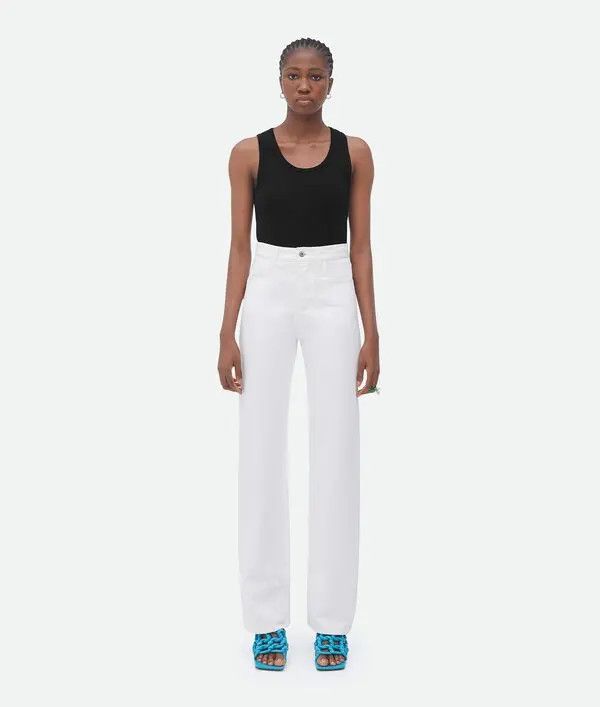Bottega Veneta o1s1rm1125 High Rise Straight Denim Pants in White Size 32" / US 10 / IT 46 - 1 Thumbnail