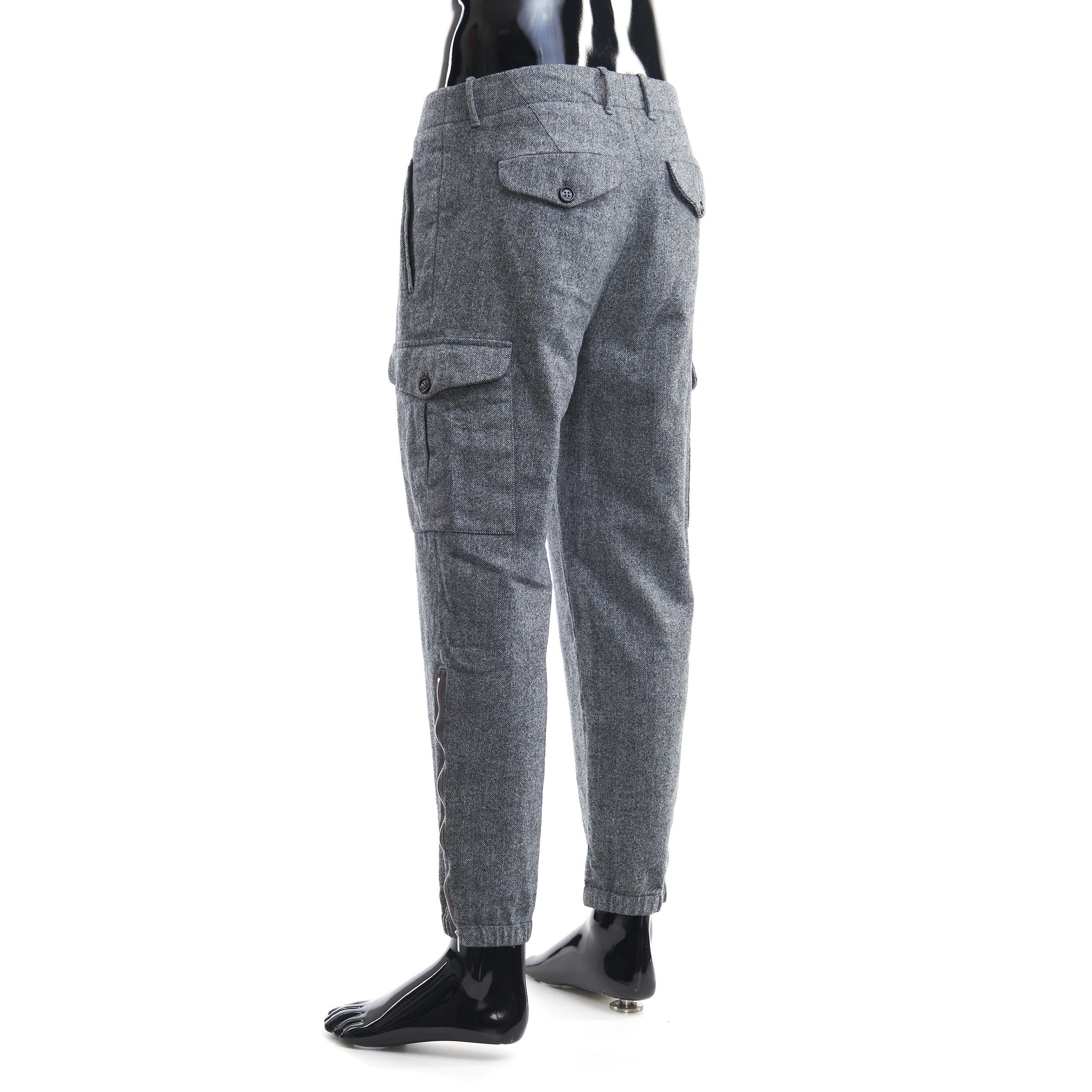 Brunello Cucinelli Cargo Pants In Grey Virgin Wool Herringbone Size US 32 / EU 48 - 4 Thumbnail