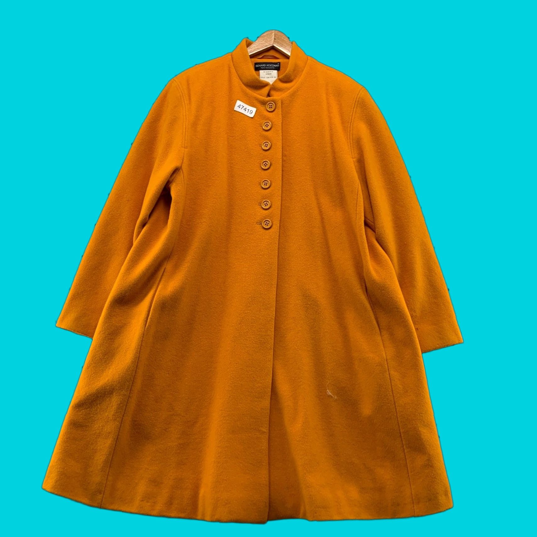 Vintage VINTAGE Benard Holtzman Harve Benard 100% Wool Button Coat Women 16 Yellow Orange Jacket Coat Overcoat Long Sleeve Winter Fall Casual Denim? Size XXL / US 16-18 / IT 52-54 - 1 Thumbnail