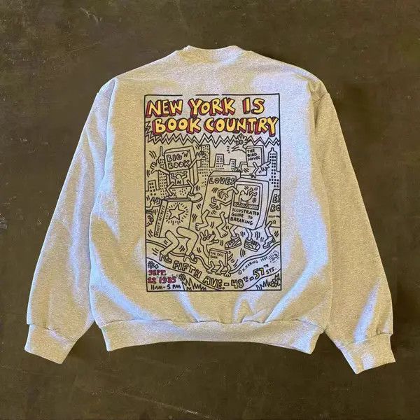 Japanese Brand Aki Grey Retro New York Street Stains Print Sweatshirt Size US L / EU 52-54 / 3 - 7 Thumbnail
