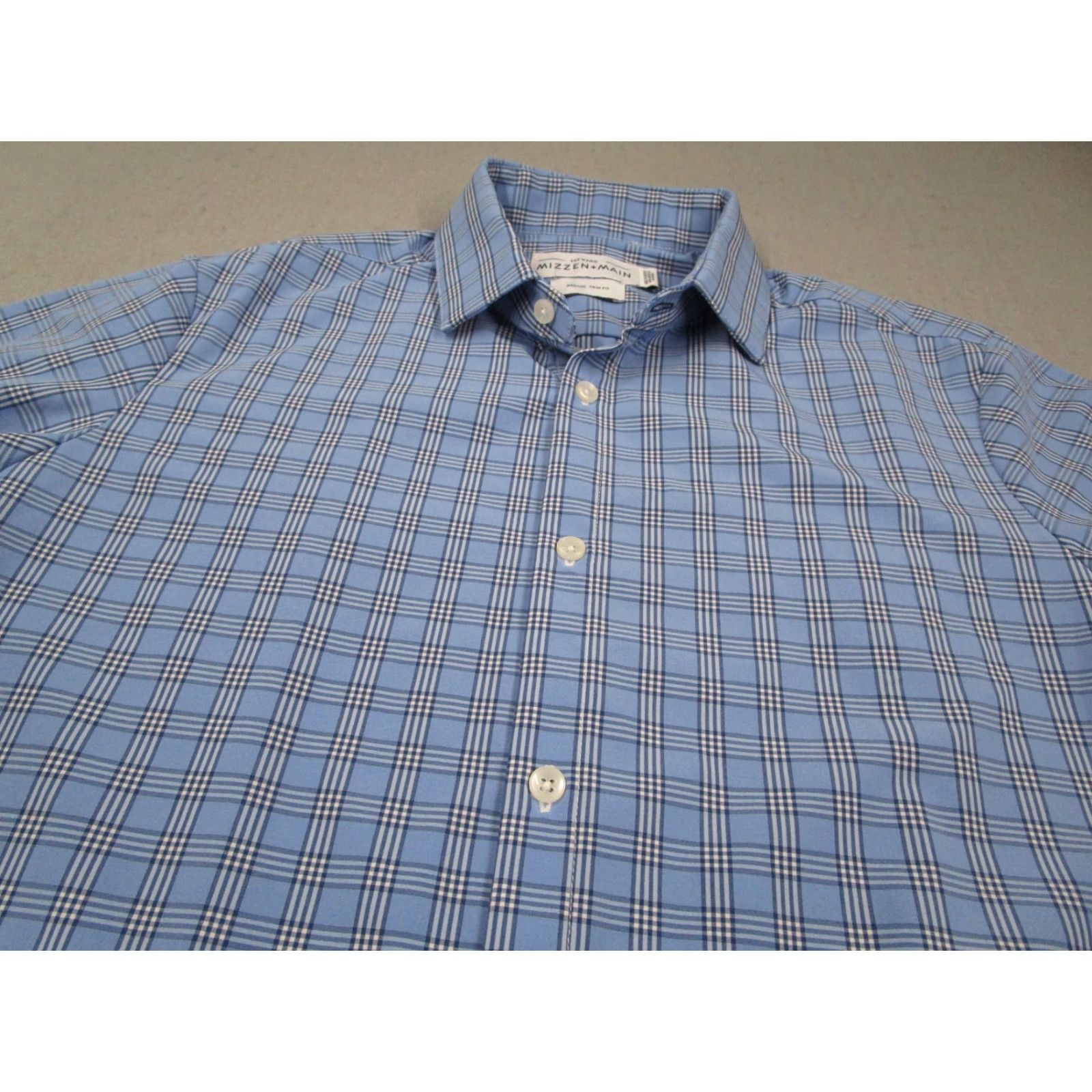 Mizzen+Main Mizzen+Main Shirt Men Medium Blue Leeward Trim Fit Plaid Button Down USA Made Size US M / EU 48-50 / 2 - 2 Thumbnail