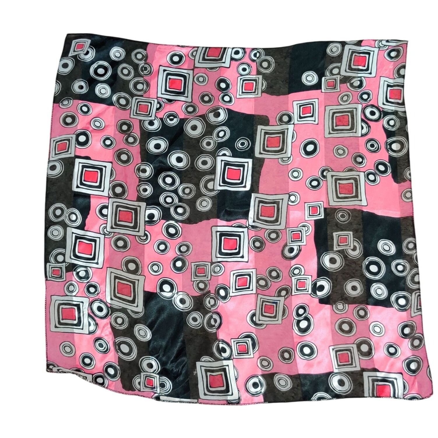 Other Womens Scarf Pink Black Geometric Print Lightweight Sheer Sq Size ONE SIZE - 11 Thumbnail