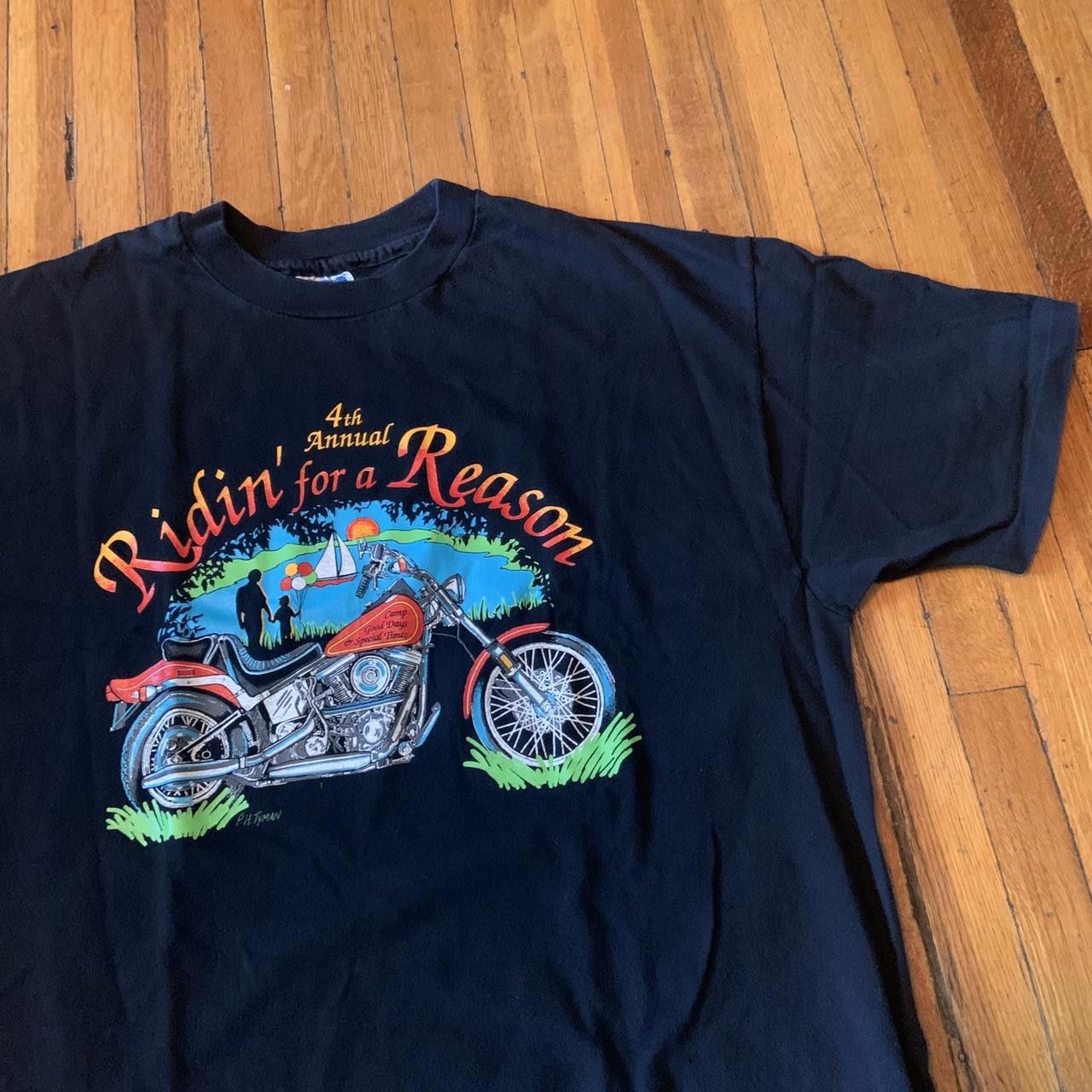 Designer Vintage Riding For A Reason Biker T Shirt 1994 XL Size US XL / EU 56 / 4 - 1 Thumbnail