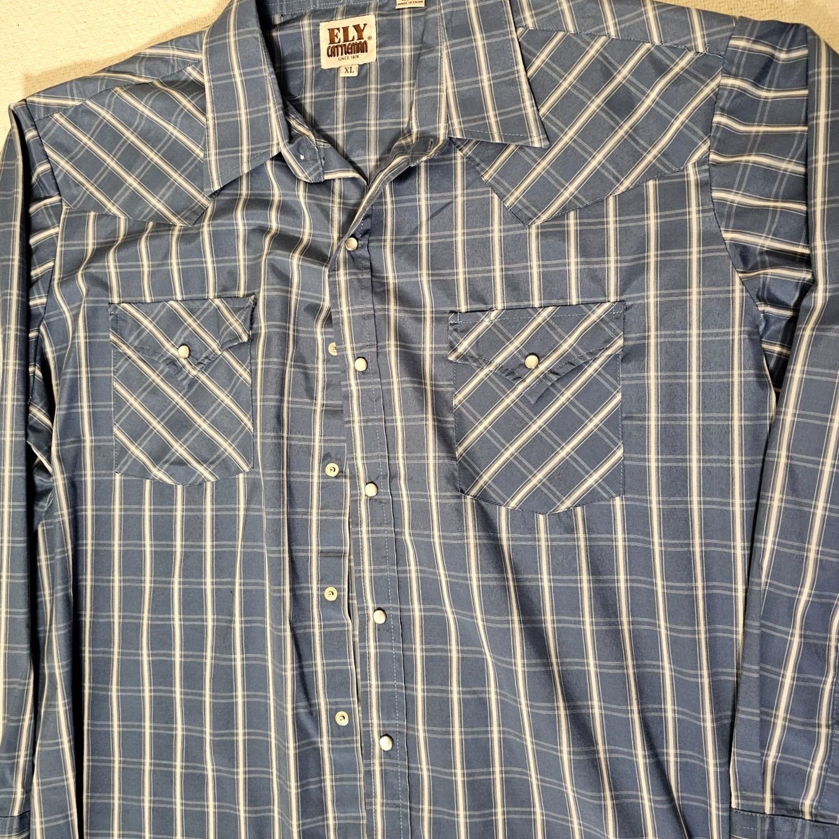Vintage VINTAGE Ely Cattleman Shirt Men's XL Blue Plaid Western Pockets Pearl Snap Button Down Size US XL / EU 56 / 4 - 4 Thumbnail