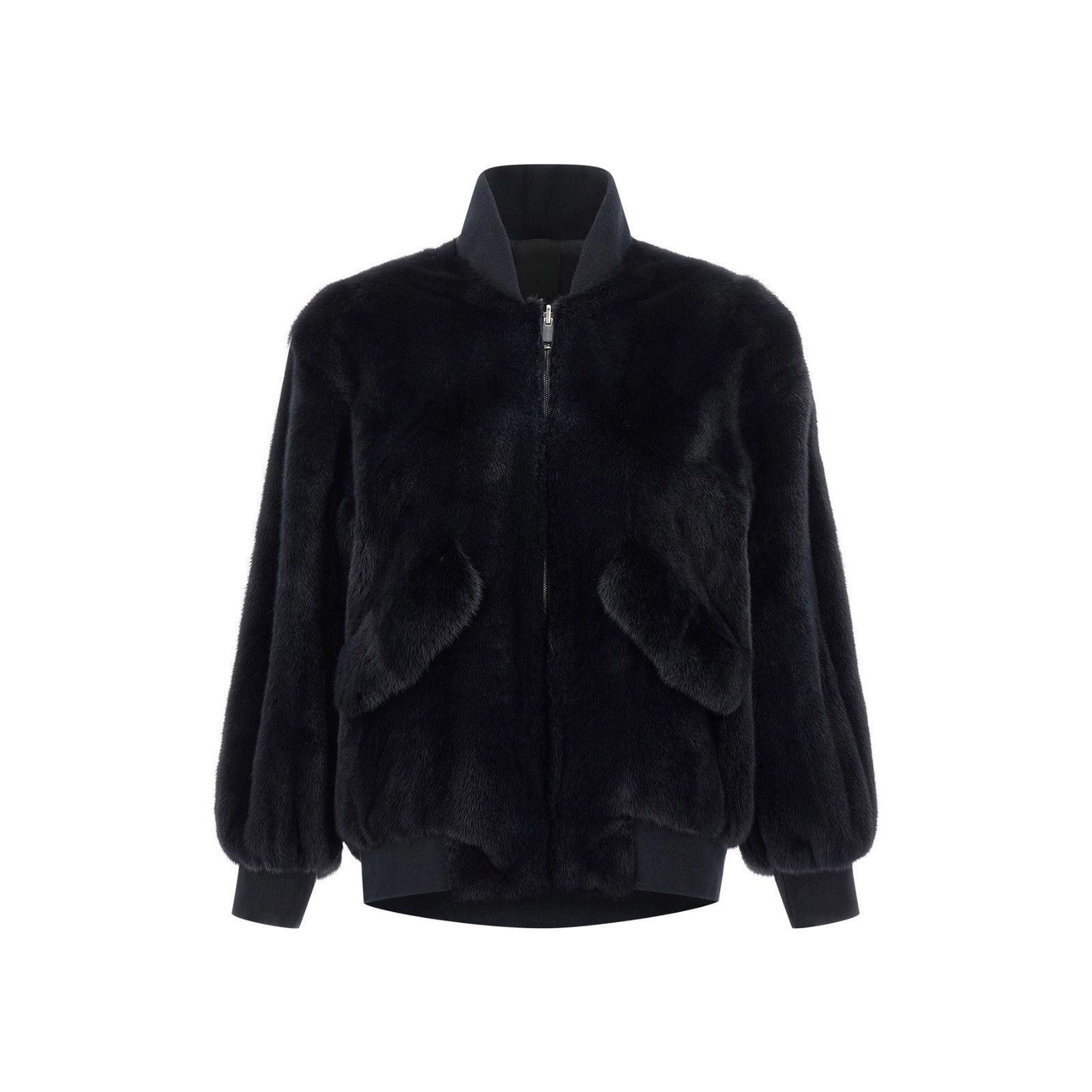 BLANCHA Blue Mink Fur Reversible Bomber Jacket New & Authent