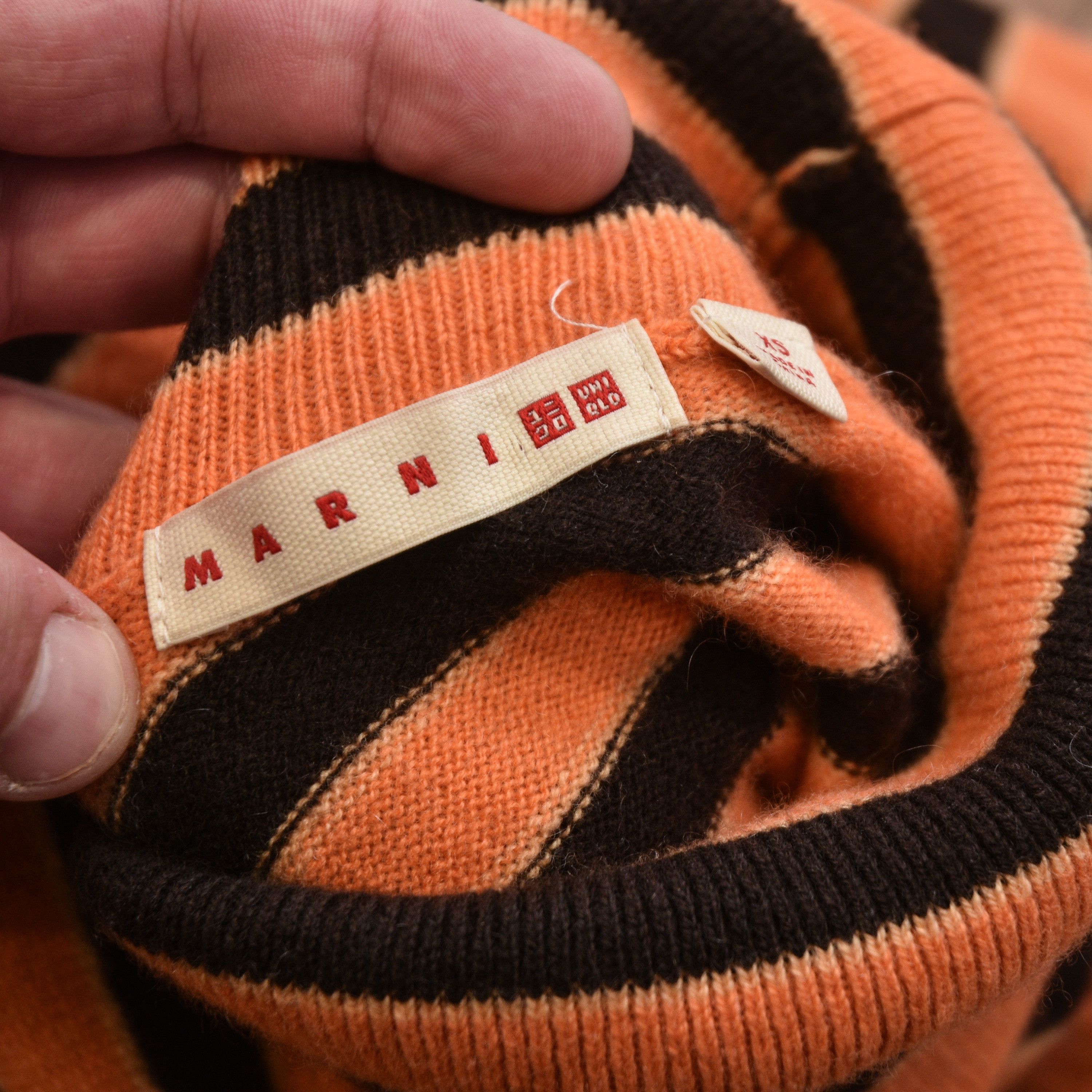 Marni × Uniqlo MARNI x UNIQLO Orange Striped 100% Cashmere Turtleneck Size XS / US 0-2 / IT 36-38 - 10 Thumbnail