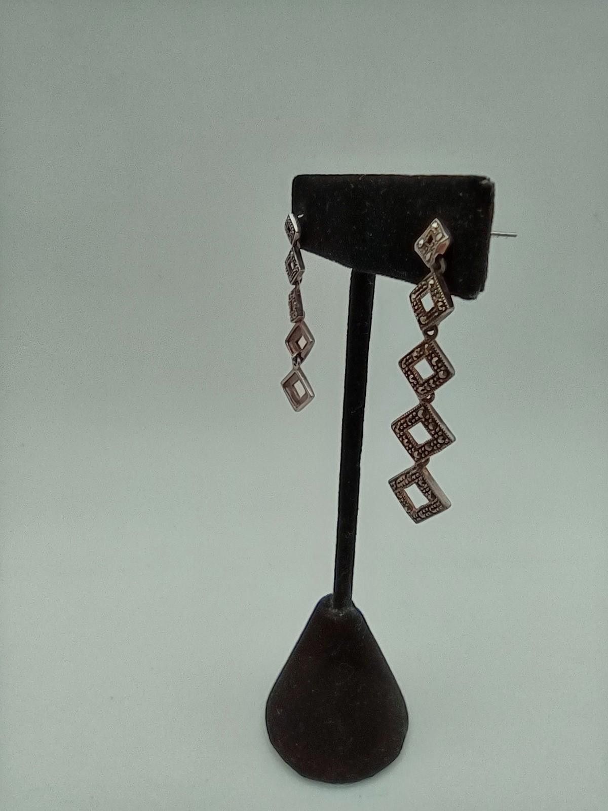 The Unbranded Brand Art Deco Sterling Silver Geometric Dangle Earrings Size ONE SIZE - 2 Thumbnail