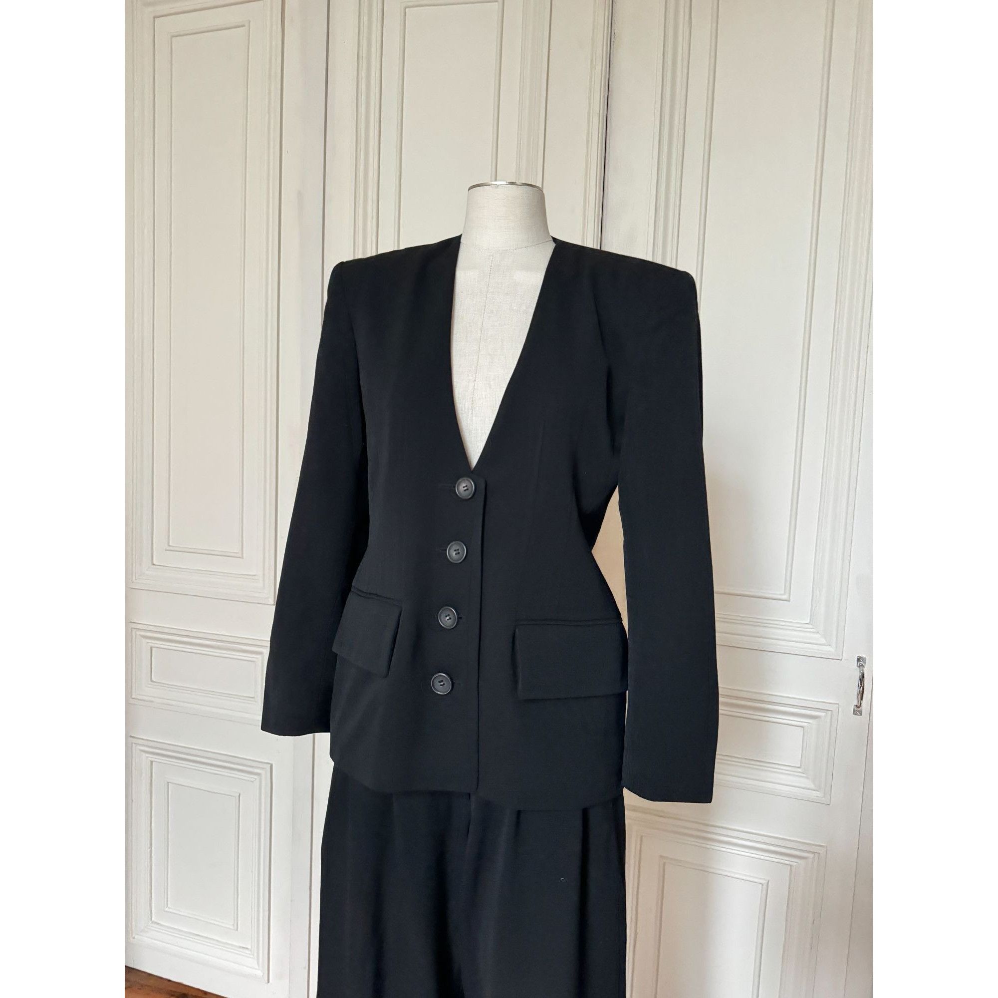 Jil Sander 1980s Black Wool Pants Suit Size S / US 4 / IT 40 - 2 Thumbnail
