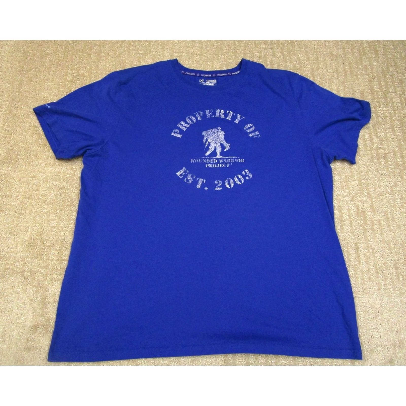Under Armour Under Armour Shirt 2XL Blue Graphic Logo Military Wounded Warrior Project UA HeatGear Mens T-Shirt Size US XXL / EU 58 / 5 - 2 Thumbnail