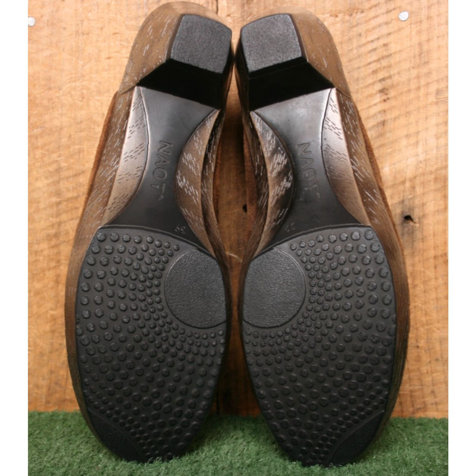 Vintage NAOT Upgrade Brown Burnished Suede Block Heel Slingback Mules US 9 EUR 40 Women Hesl? Size US 9 / IT 39 - 5 Thumbnail