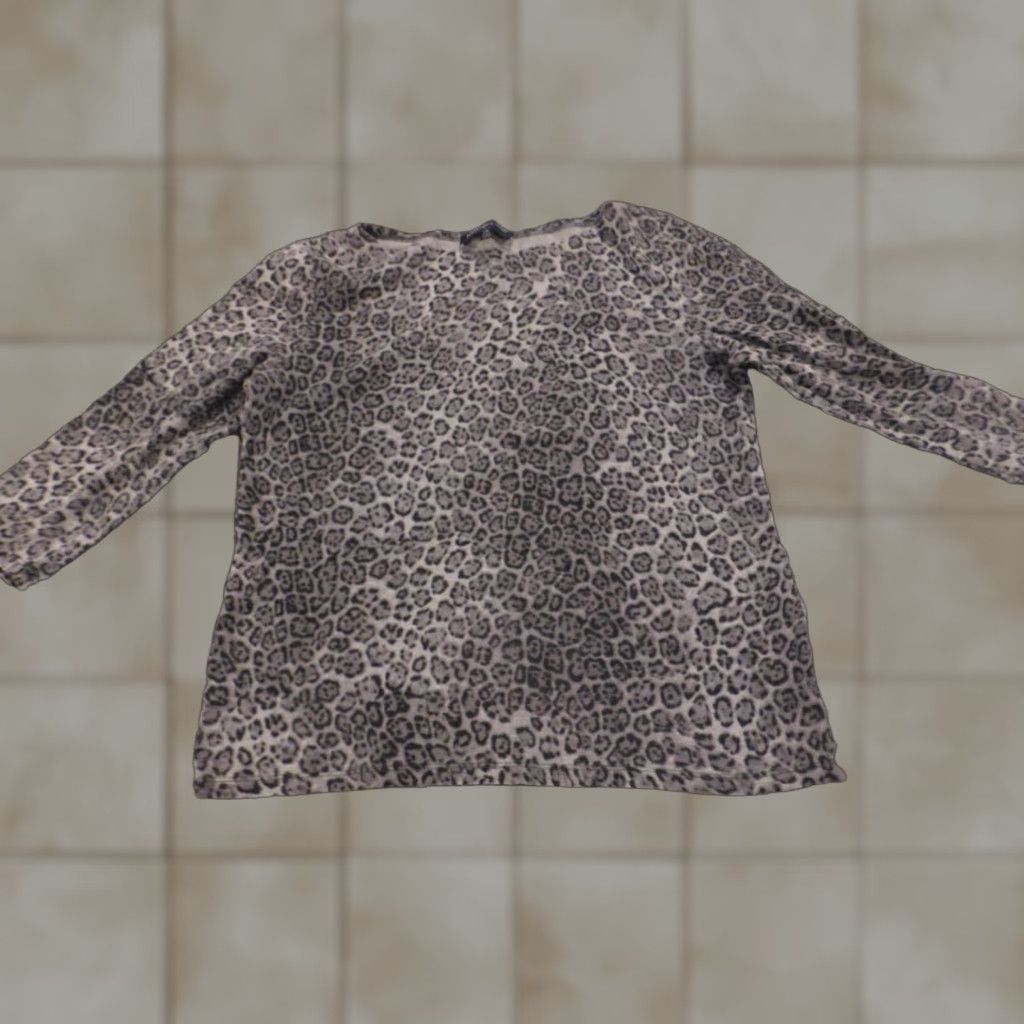 Jones New York Jones New York Blouse Top Large Gray Pullover Women Casual Animal Print Stretch Crew Neck Size L / US 10 / IT 46 - 1 Thumbnail
