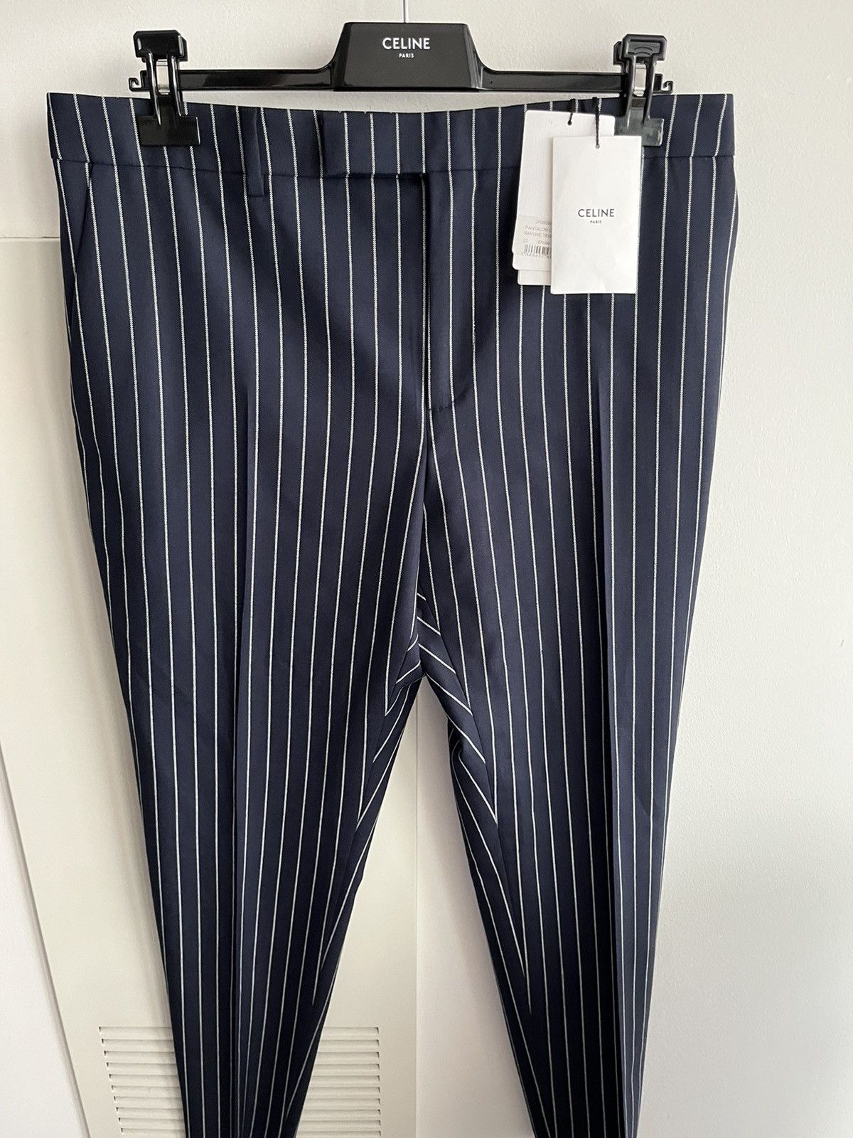 Celine × Hedi Slimane Rare Super Runway Brand New Celine by Hedi Wool Striped Pant Size US 34 / EU 50 - 17 Thumbnail