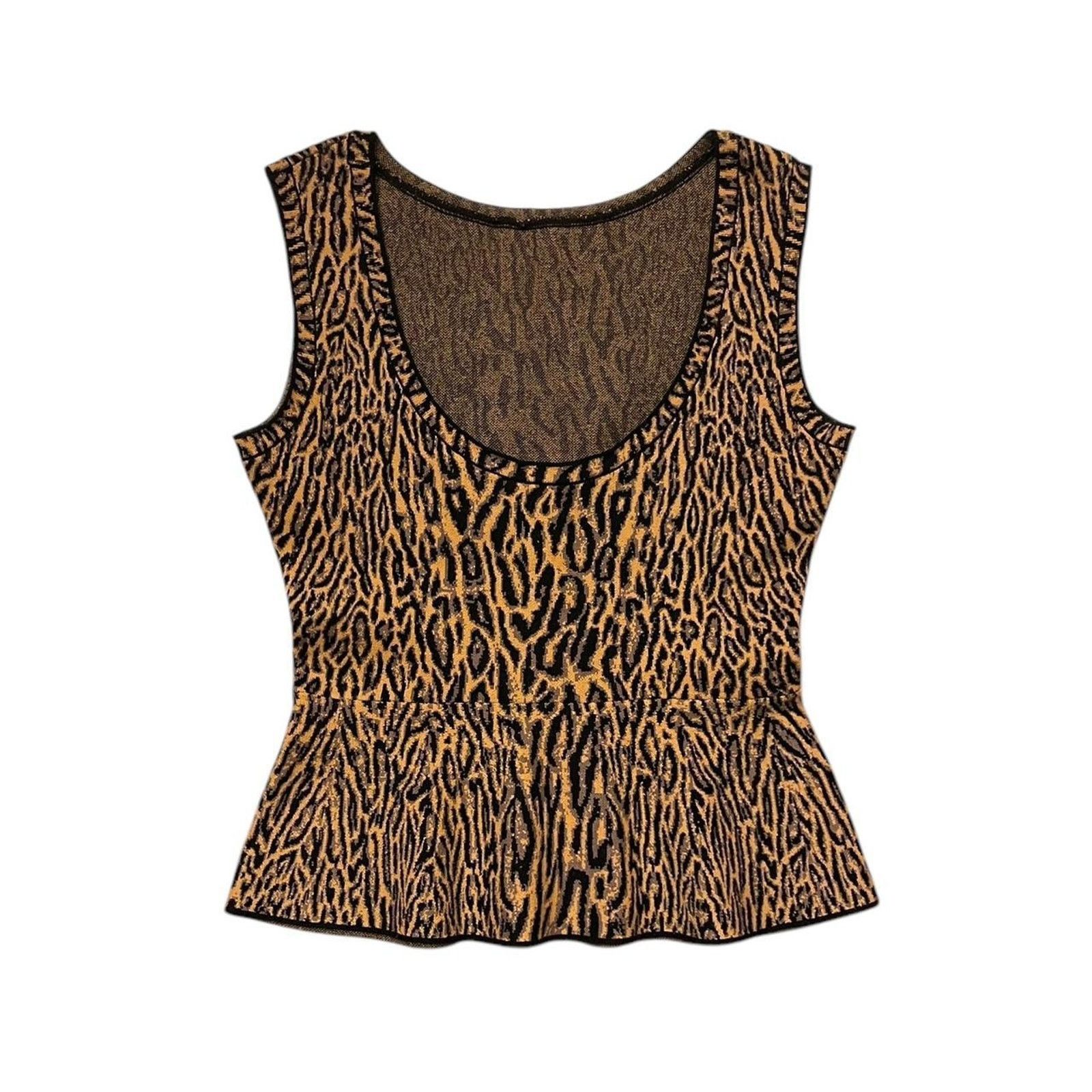 Bcbgmaxazria Vintage Y2K BCBG knit low-back leopard peplum top Size XXS Size XXS / US 00 / IT 34 - 2 Thumbnail
