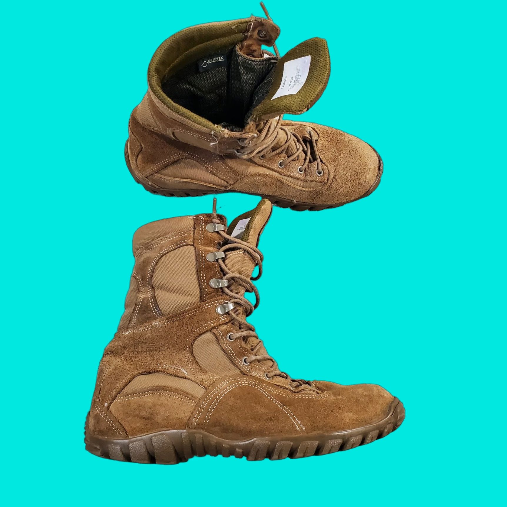 Vintage Belleville Boots Mens 12 R Brown Gore-Tex Insulated Leather Workwear Lace-up Military & Air Force Boots Mens Shoes Size US 12 / EU 45 - 1 Thumbnail