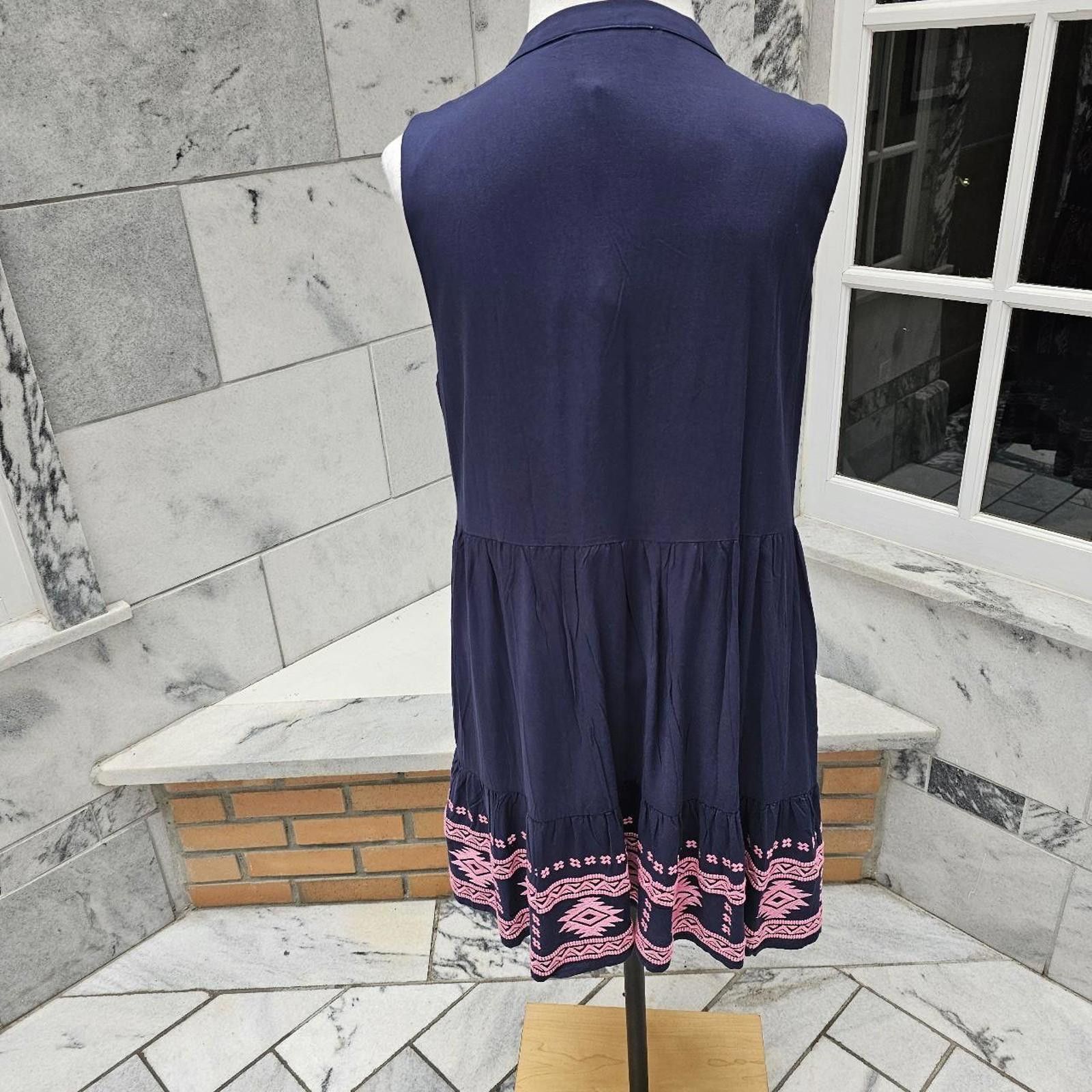 Other Women's Pink and Navy NWT Aztec Print Dress Size L / US 10 / IT 46 - 6 Thumbnail