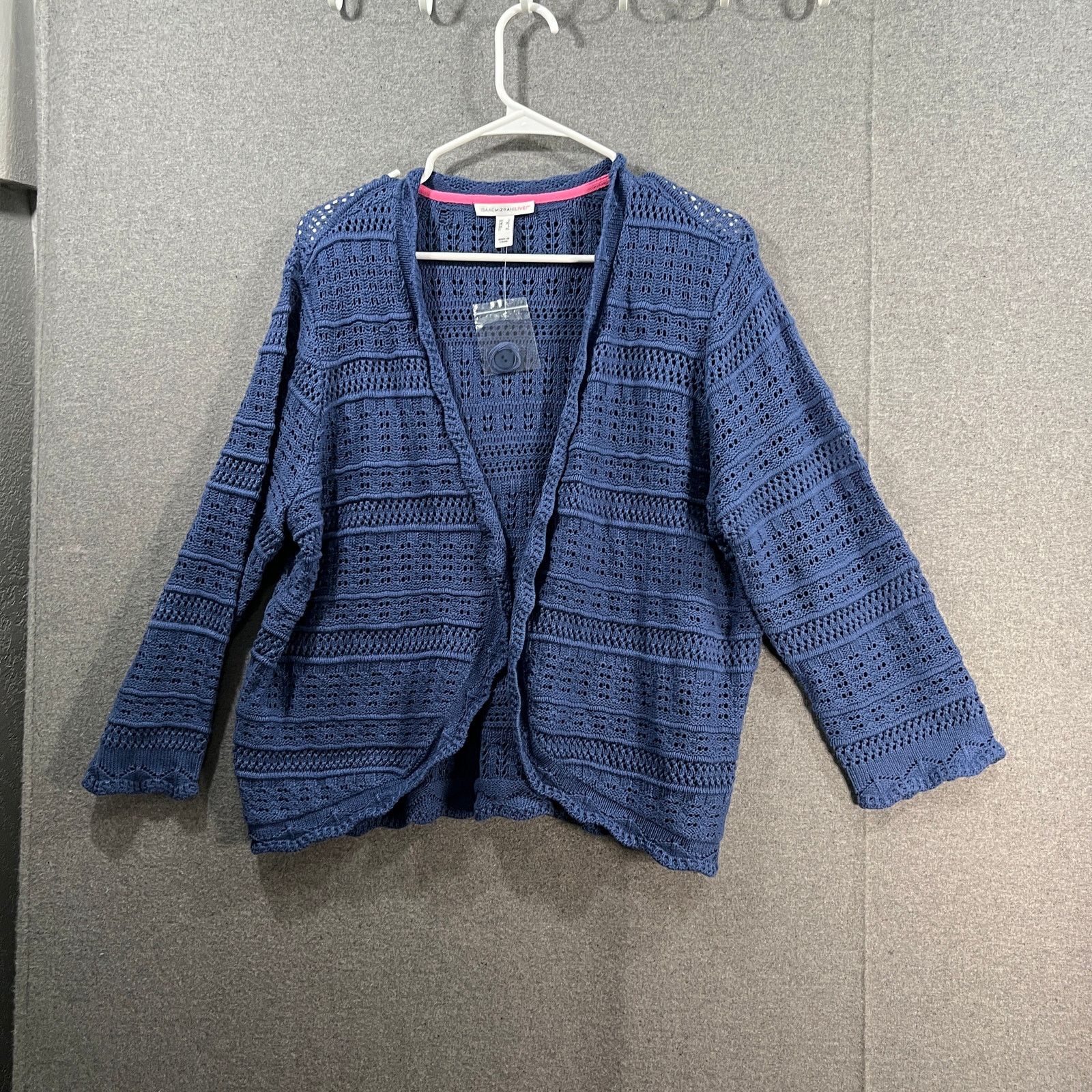 Isaac Mizrahi Isaac Mizrahi LIVE! Pointelle 3/4 Sleeve Crochet Sweate Size L / US 10 / IT 46 - 1 Thumbnail
