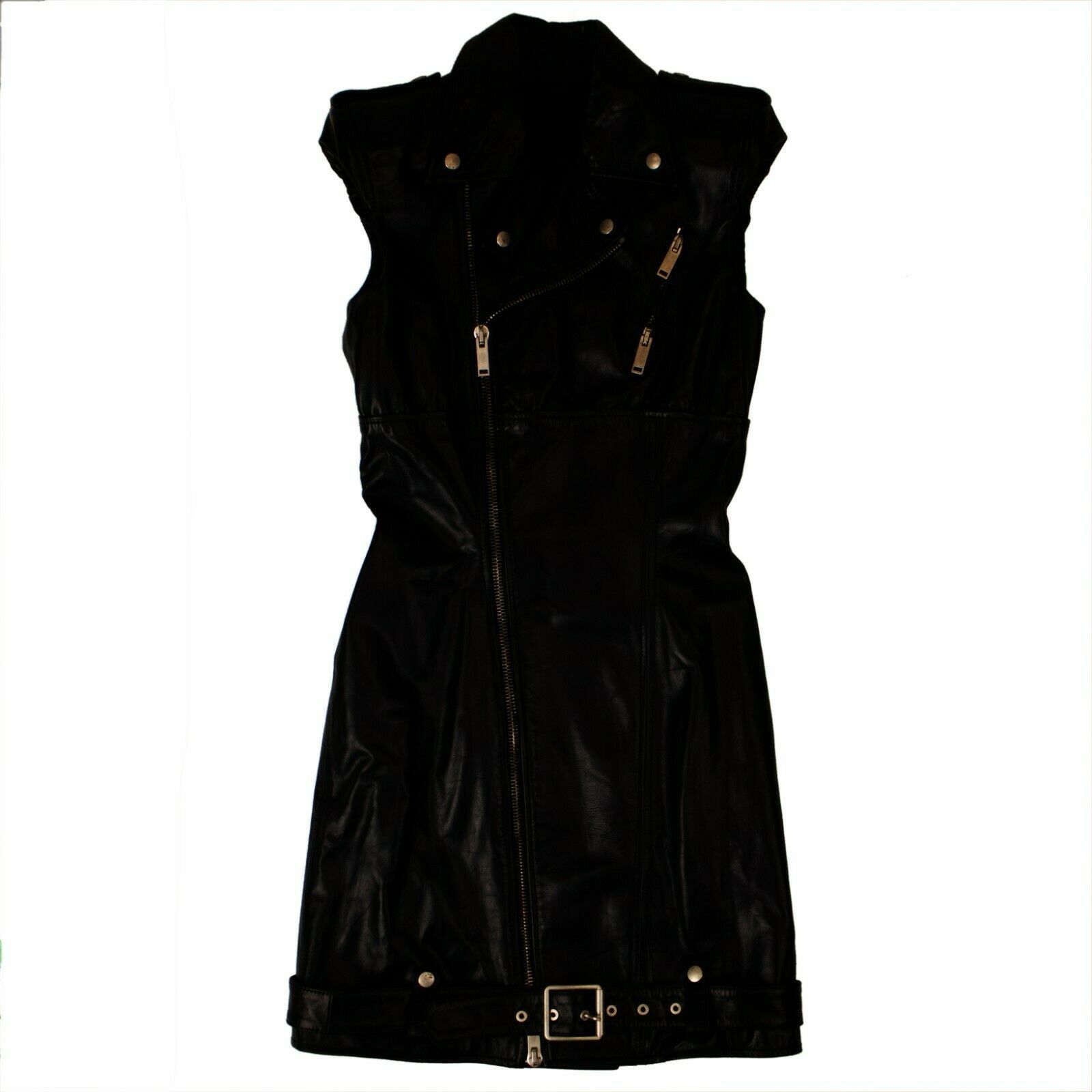 image of Unravel Project Black Leather Sleeveless Biker Dress Size 4/40, Women's