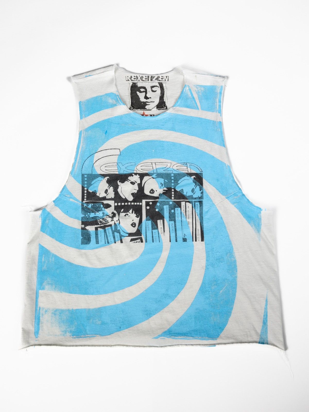 image of Rexeizen Spiral Tank Top in White/Blue, Men's (Size Large)