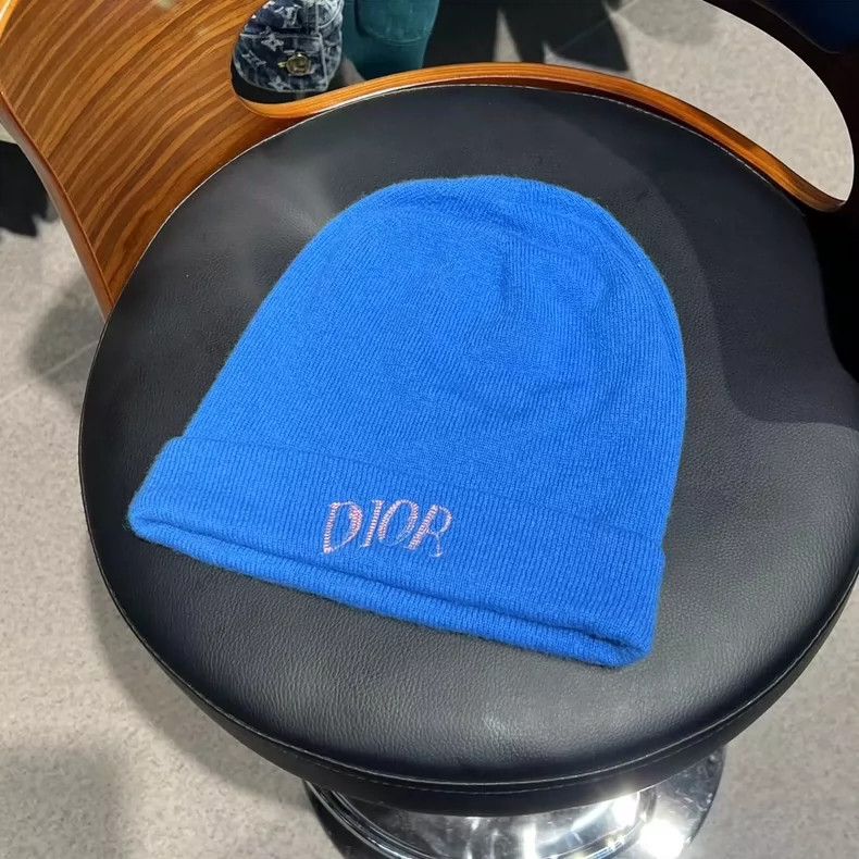 Dior Dior Embroidered Blue Knit Beanie Hat - dmc Size ONE SIZE - 1 Thumbnail