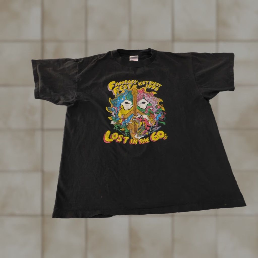 Vintage VINTAGE Oneita Fantasy Fest Key West Shirt Mens XL Black 1993 Lost in the 60s 90s Size US XL / EU 56 / 4 - 1 Thumbnail