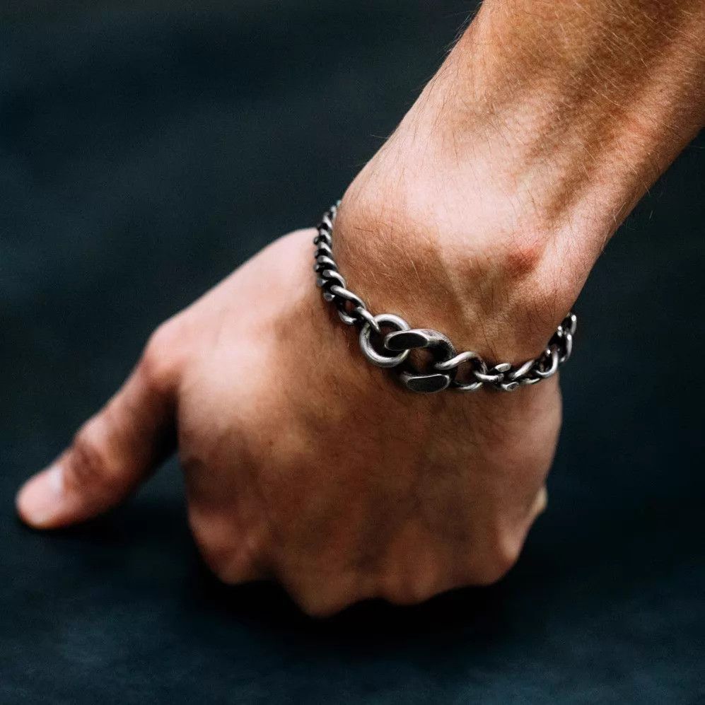 Werkstatt Munchen Werkstatt Munchen M2528 Silver Heavy Scratch Mixed Chain Size ONE SIZE - 6 Thumbnail