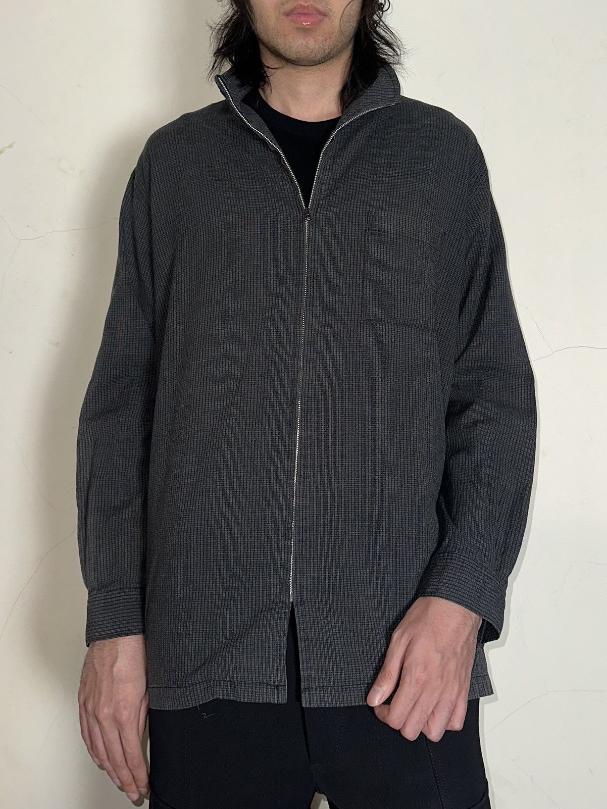 Yohji Yamamoto Vintage Rayon Checked Zip Jacket Size US L / EU 52-54 / 3 - 1 Thumbnail