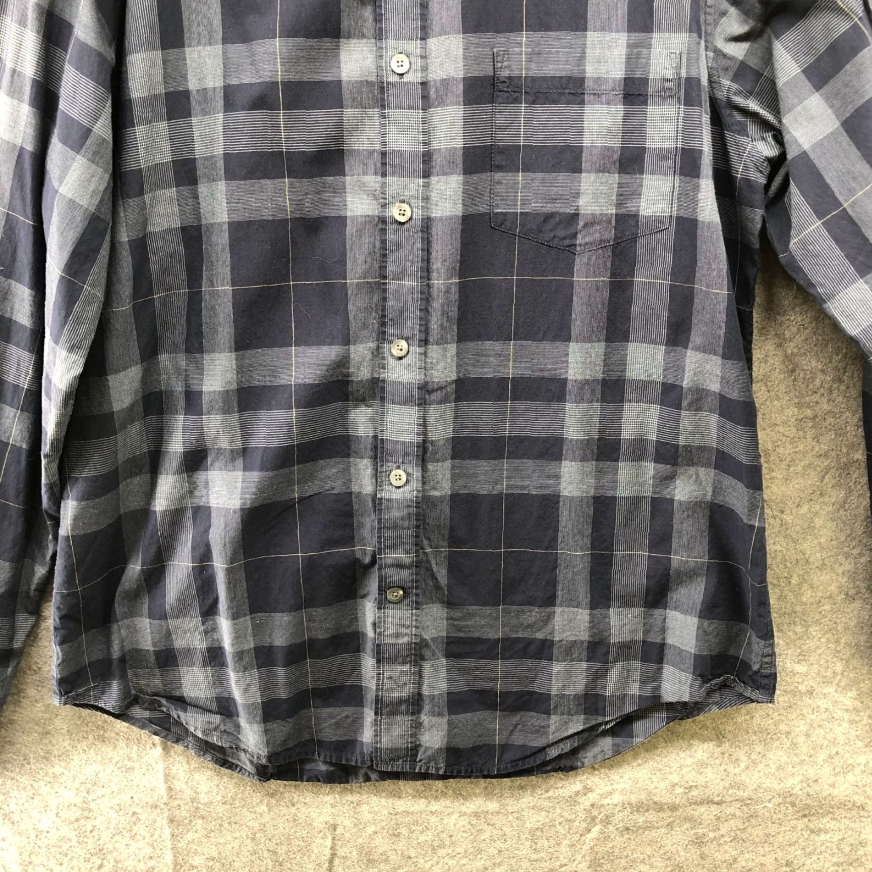 Theory Theory Kyson Long Sleeve Shirt Mens L Navy Blue Plaid Cotton Button-Up Shirt Casual Workwear Men Large Blue Plaid 90s-style Size US L / EU 52-54 / 3 - 4 Thumbnail