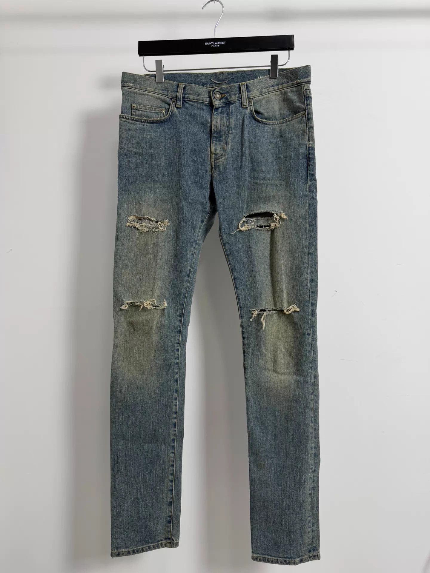Yves Saint Laurent YSL 14FW Light Blue 4-Slash Distressed Skinny Jeans GD Worn Size US 32 / EU 48 - 1 Thumbnail