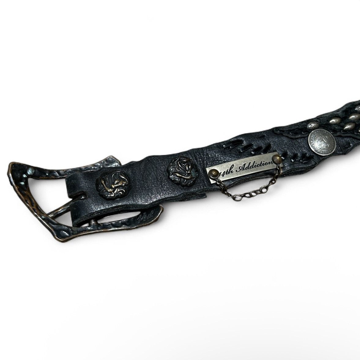 14th Addiction 14th Addiction Leather Stud Belt Size 32 - 7 Thumbnail