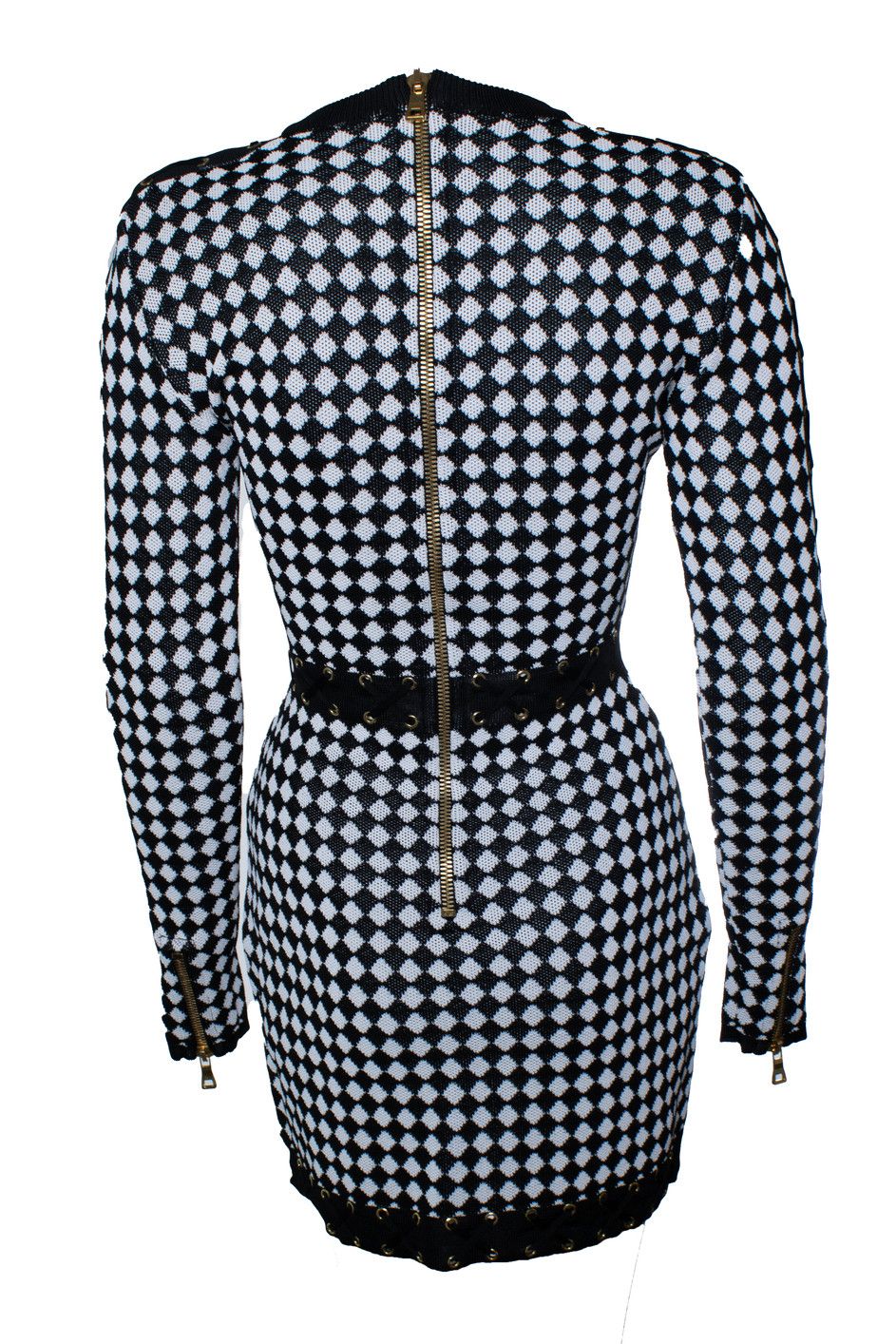 Balmain Balmain, checked knit dress in black and white Size XS / US 0-2 / IT 36-38 - 3 Thumbnail