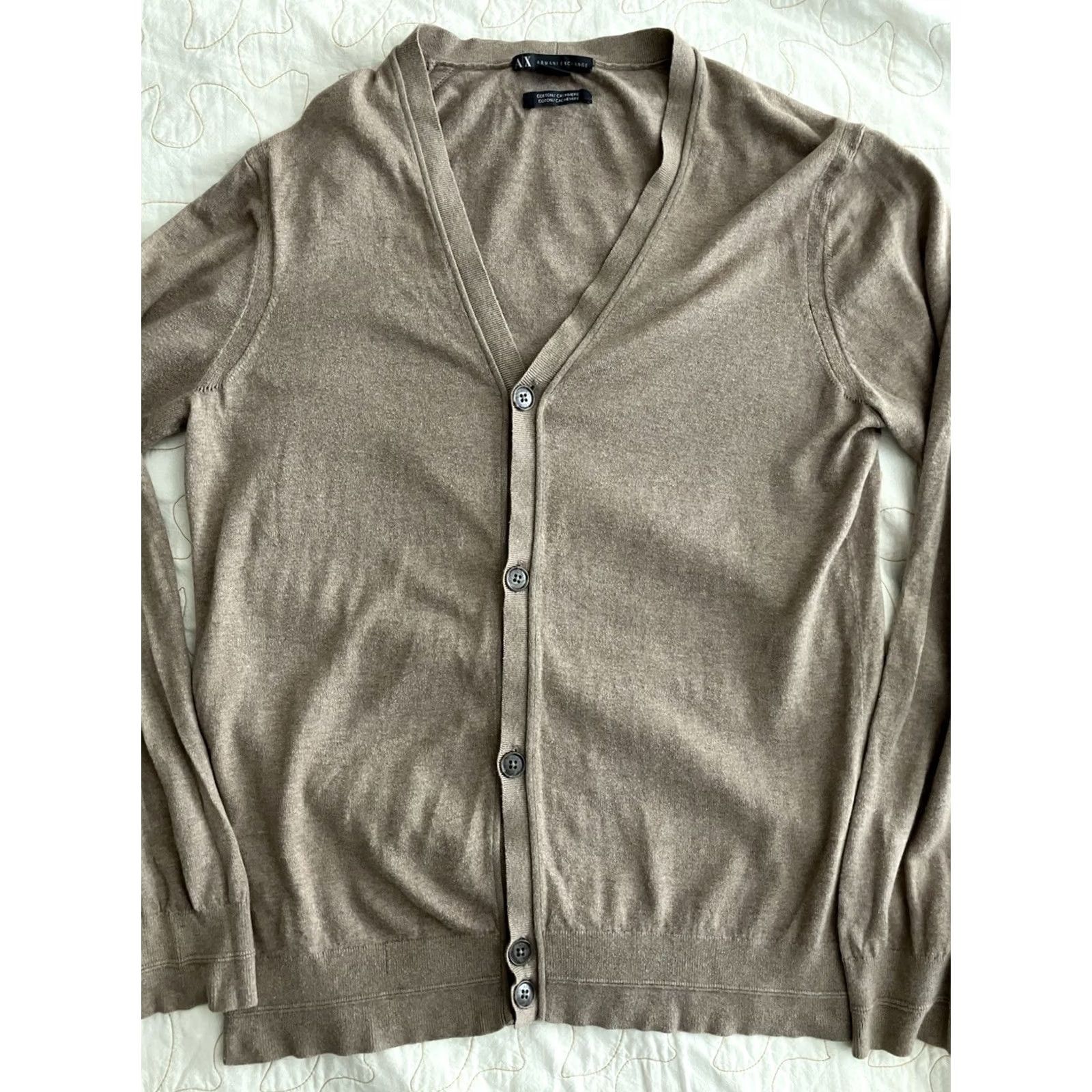Giorgio Armani VINTAGE Giorgio Armani Cardigan M Merino Wool Button-Front Beige Men Regular Knit Journey Party/Cocktail Swank Mens Size US M / EU 48-50 / 2 - 3 Thumbnail