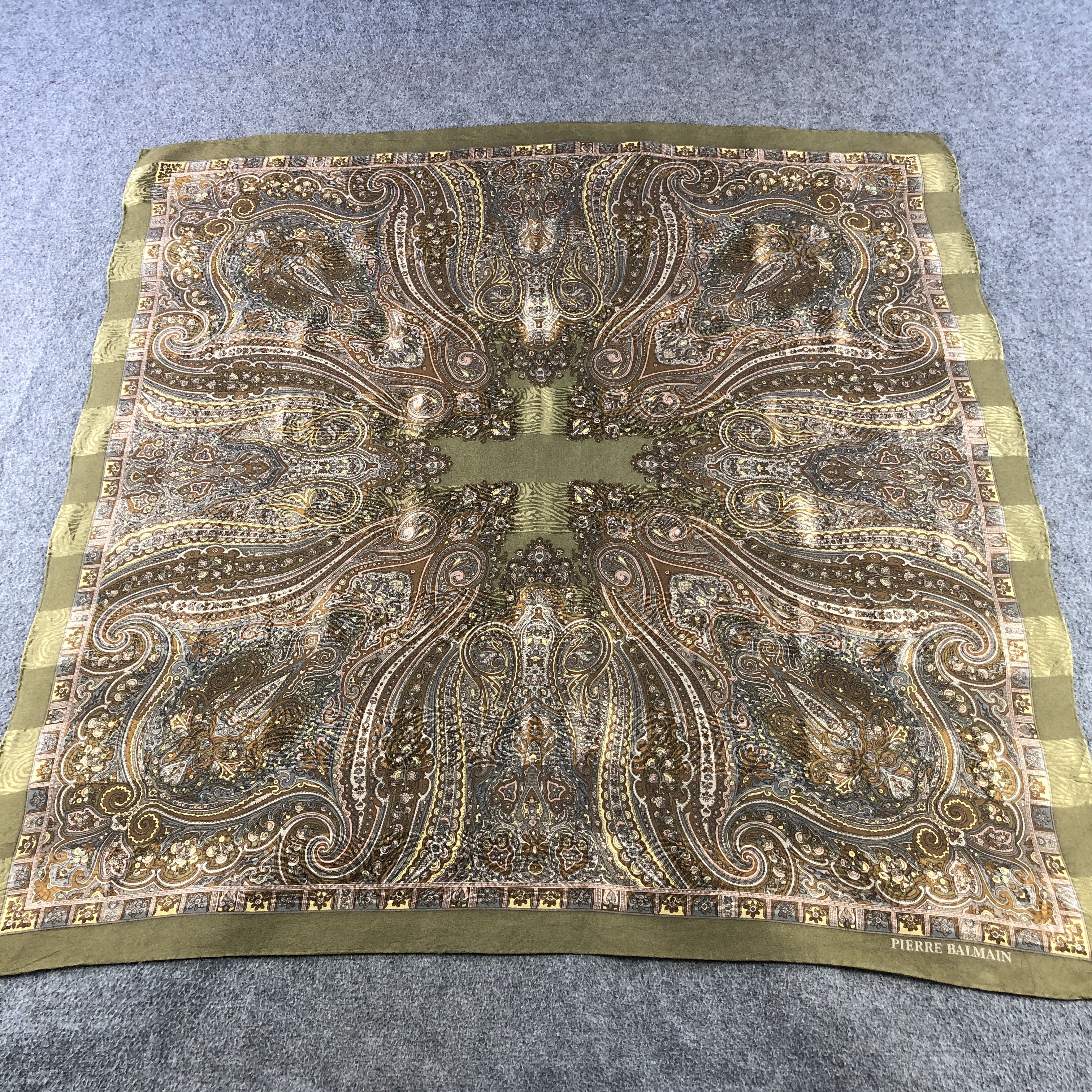Pierre Balmain Vintage Pierre Balmain Paisley Hand Rolled Silk Scarf M1317 Size ONE SIZE - 2 Thumbnail
