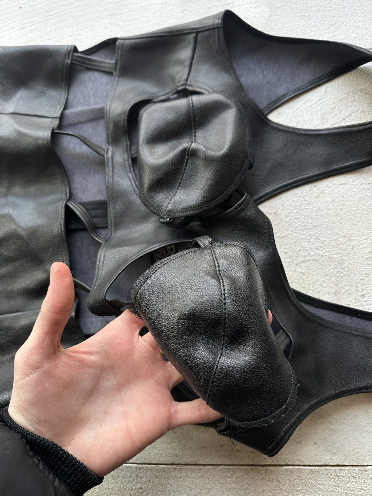 Other 18+🚨 WOMEN SEXY BDSM MINI DRESS TITS HOLE BLACK PU-LEATHER Size S / US 4 / IT 40 - 6 Thumbnail
